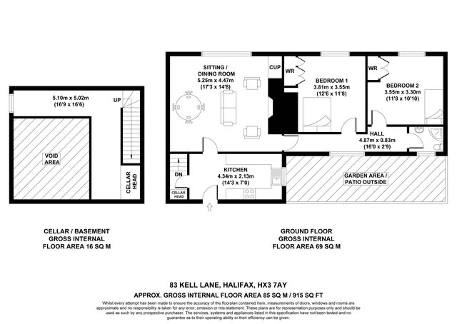 2 bedroom end terraced house SSTC in Halifax - Floorplan 1.