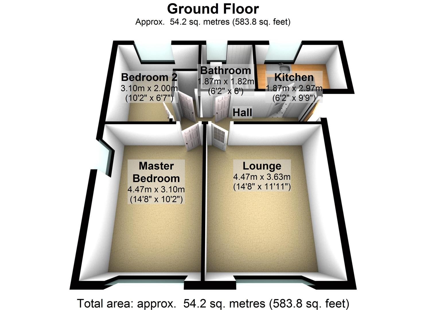 2 bedroom apartment flat/apartment Under Offer in Hyde - Floorplan 1.