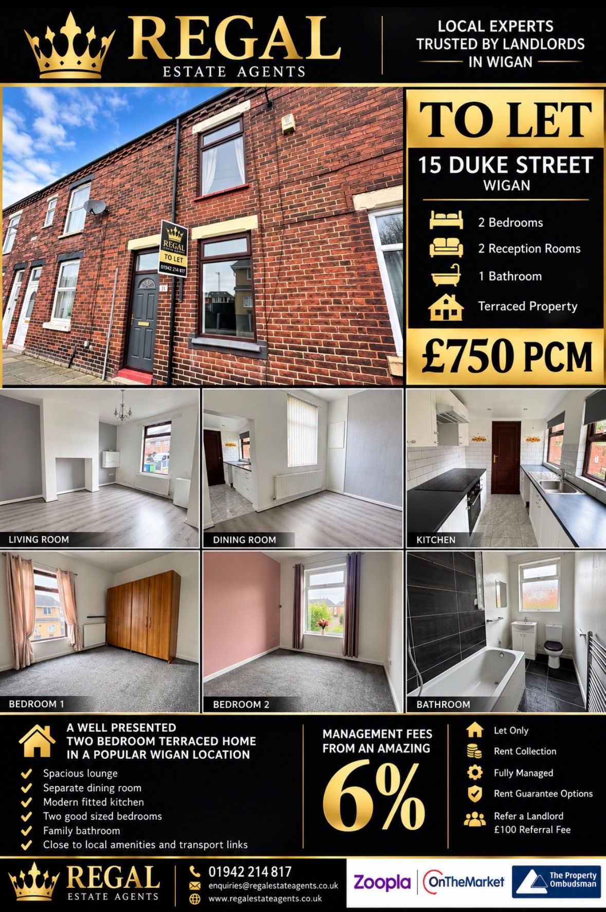 2 bedroom mid terraced house To Let in Wigan - Property photograph.