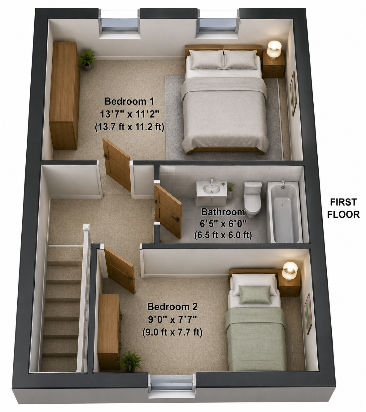 2 bedroom mid terraced house To Let in Wigan - Measurements are approximate.