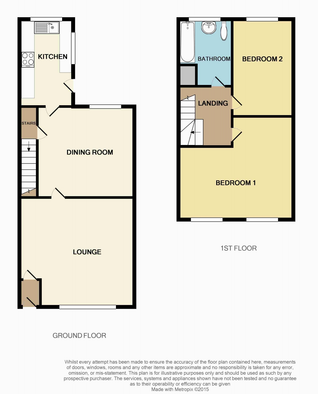 2 bedroom mid terraced house Let in Wigan - Floorplan 1.