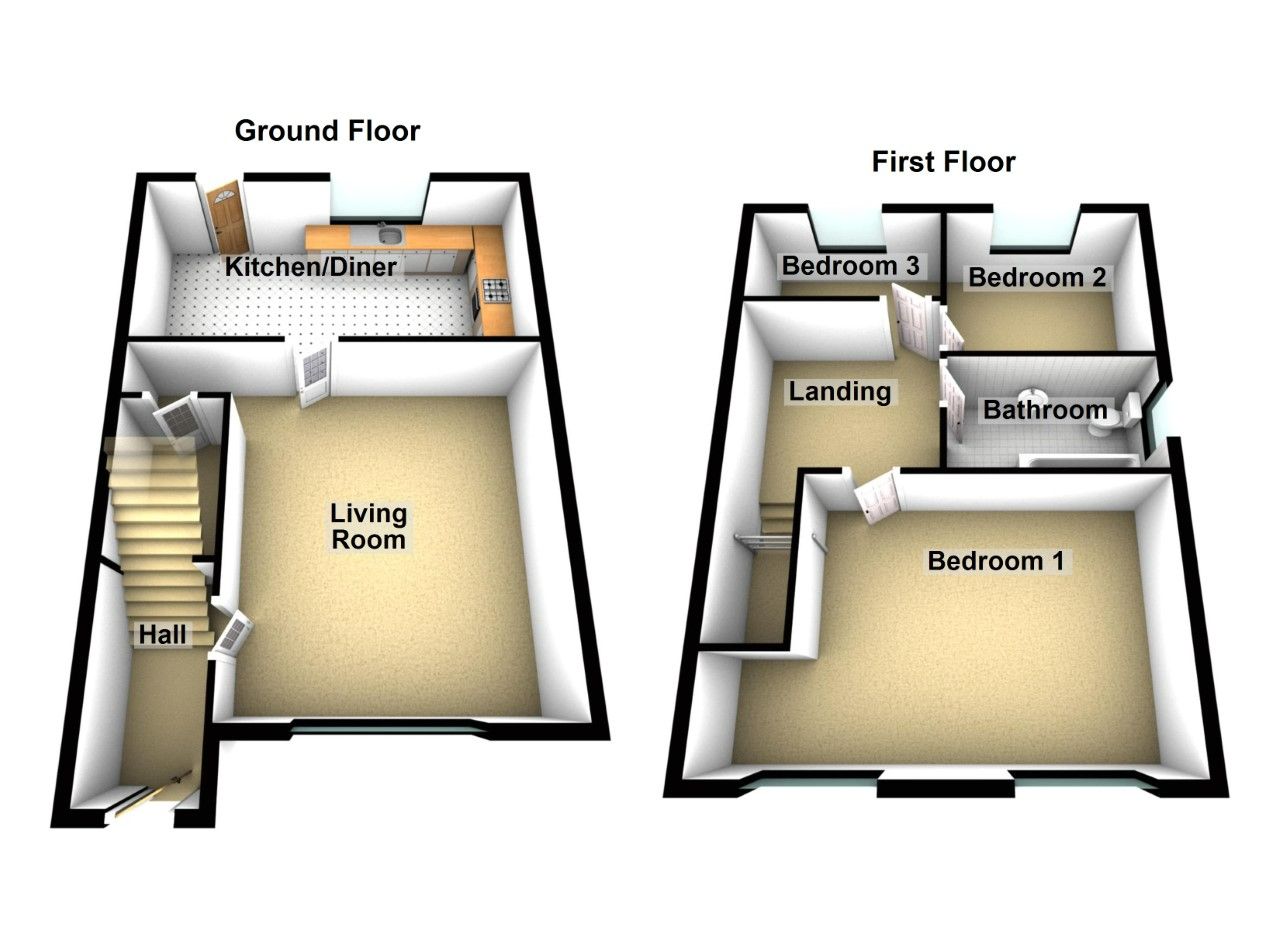 3 bedroom detached house To Let in Doncaster - Floorplan 1.