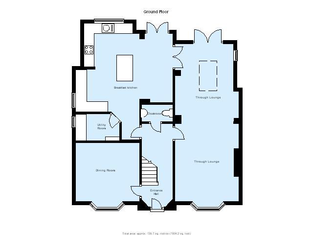 3 bedroom detached house Let Alcester - floorplan 1