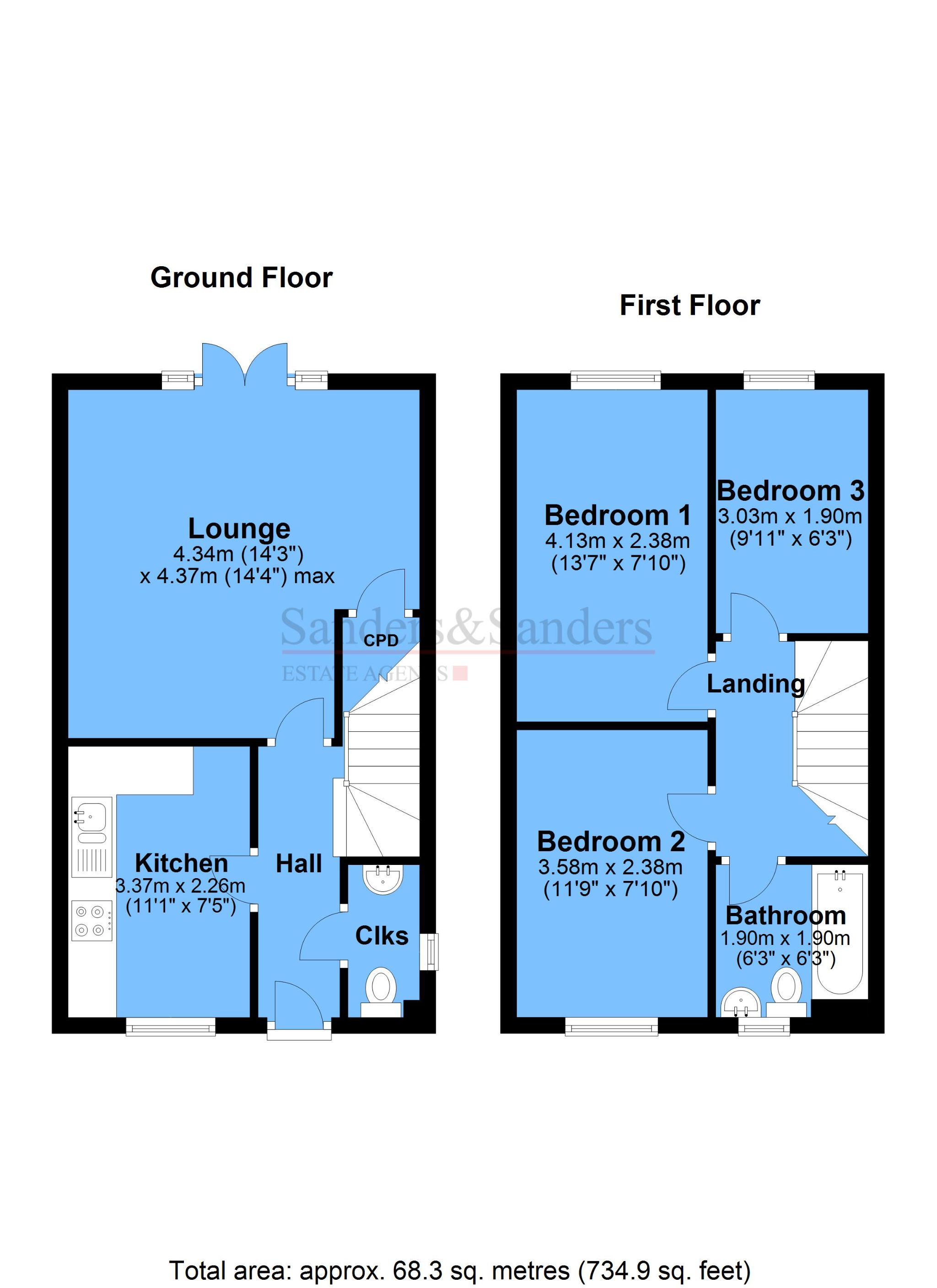 3 bedroom semi-detached house For Sale Bidford On Avon - Floor Plans