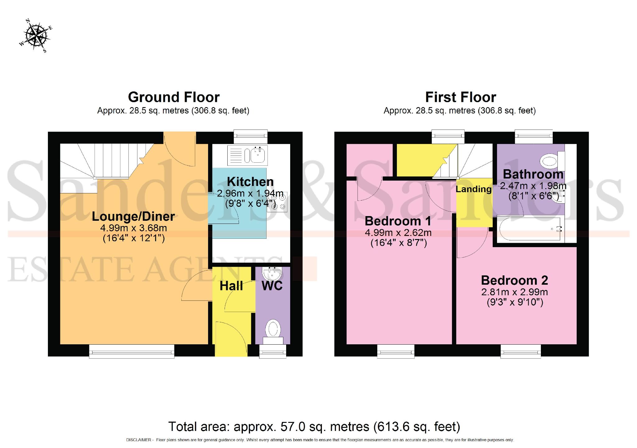 2 bedroom mid terraced house SSTC Alcester - Floor Plans