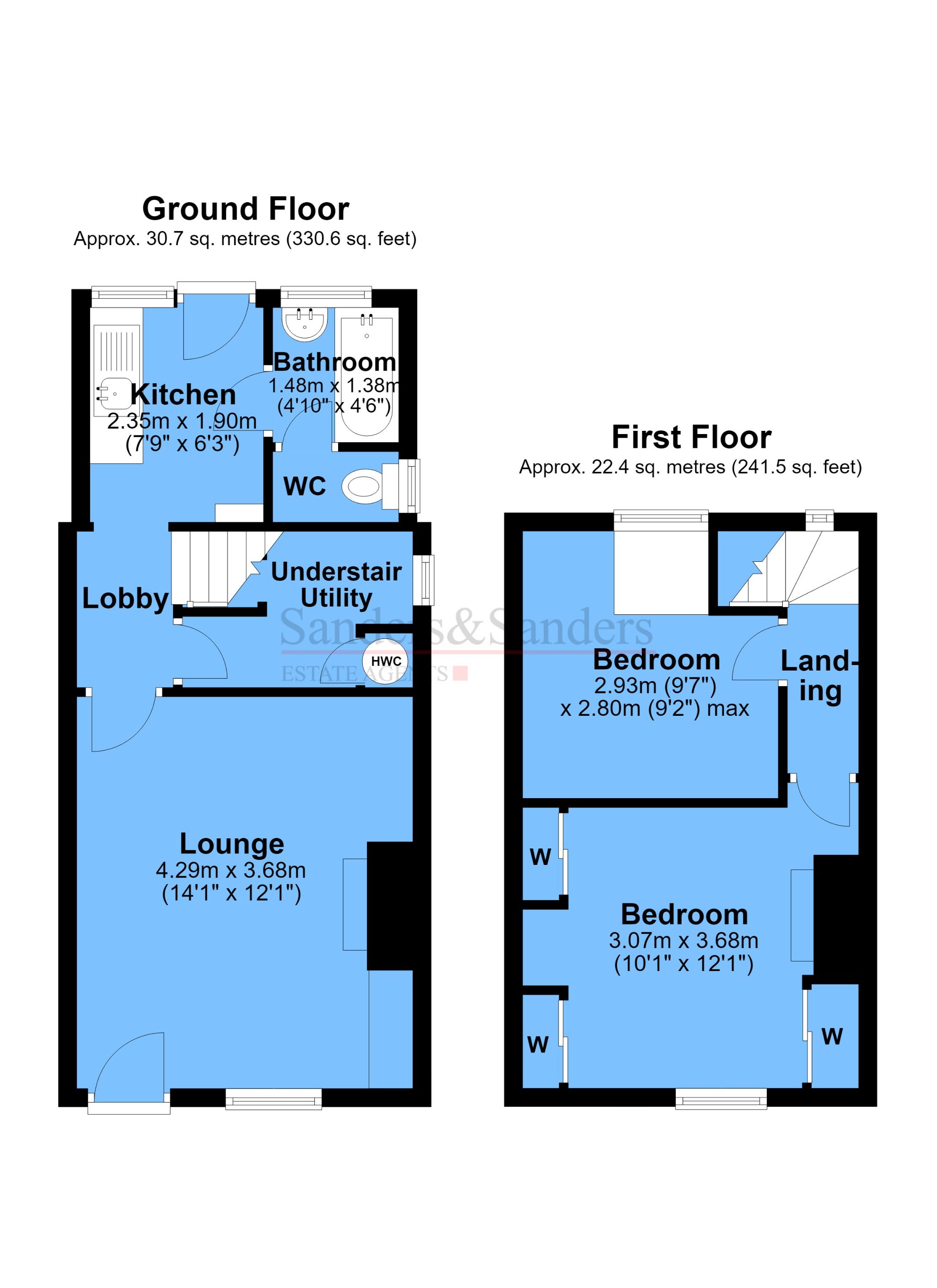 2 bedroom mid terraced house For Sale Alcester - Floor Plans