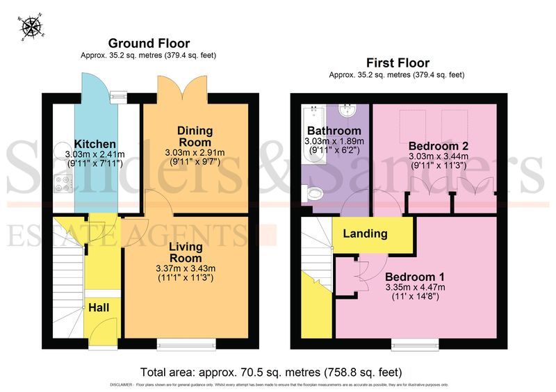 2 bedroom mid terraced house SSTC Alcester - Floor Plans