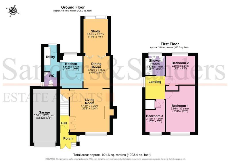 3 bedroom semi-detached house For Sale Alcester - Floorplan 1