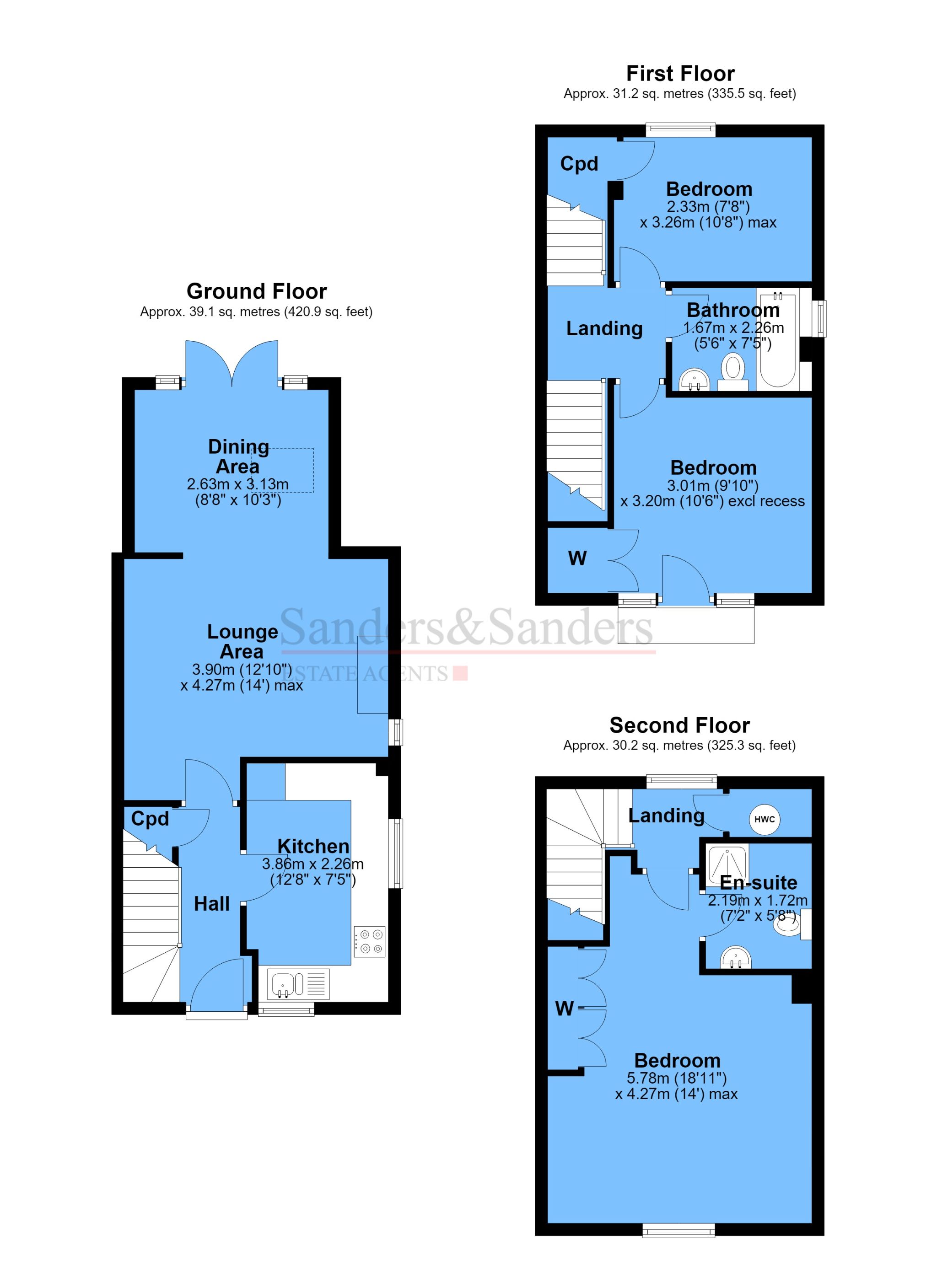 3 bedroom end terraced house For Sale Alcester - Floor Plans