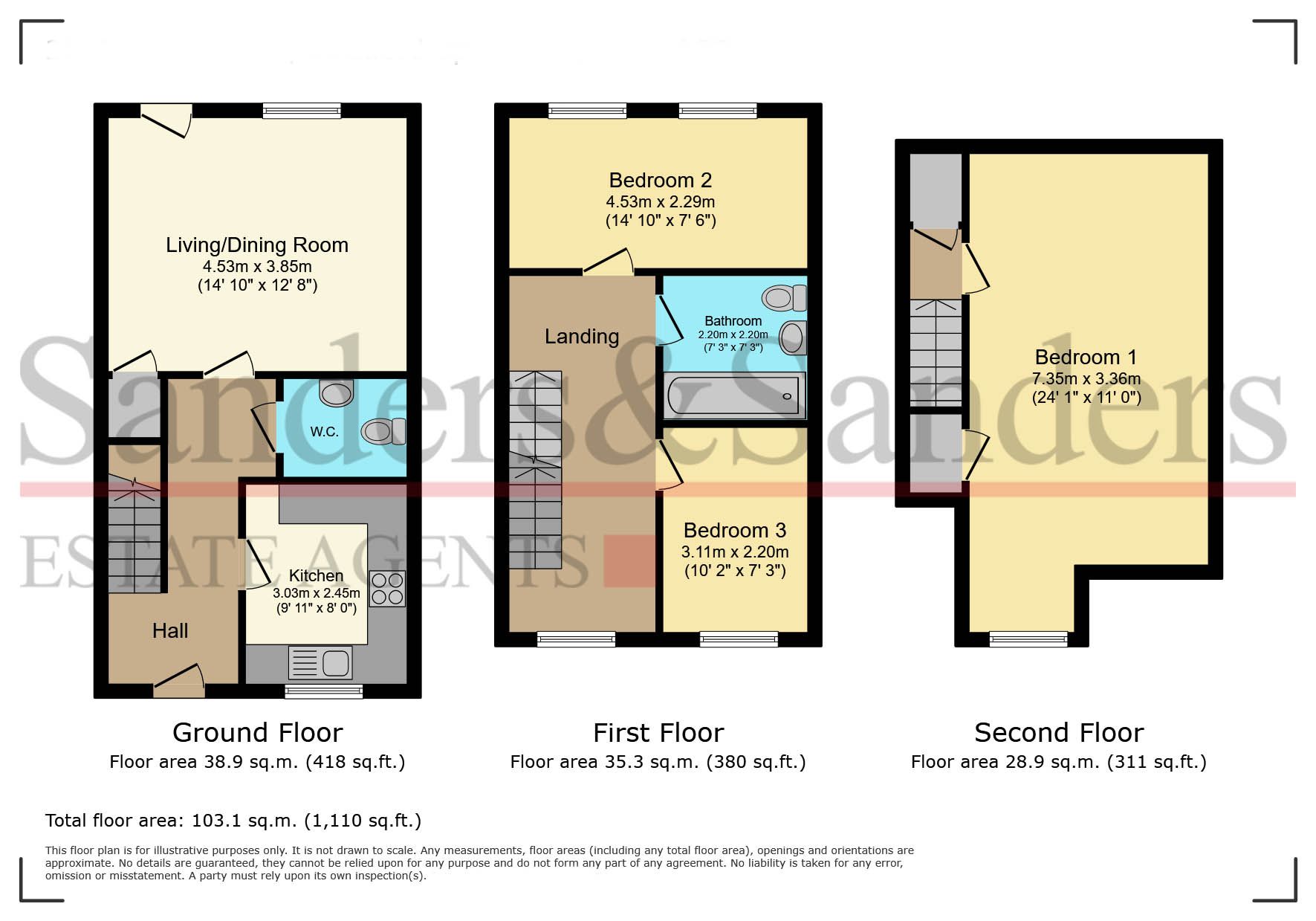 3 bedroom semi-detached house SSTC Stratford-upon-avon - Floor Plans