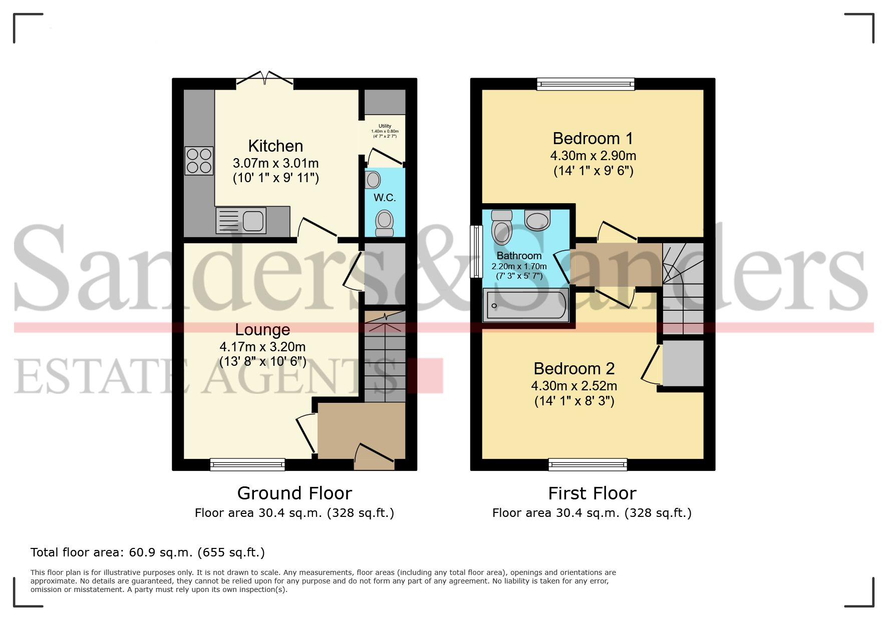 2 bedroom semi-detached house SSTC in Alcester Park, Alcester - Floor Plans