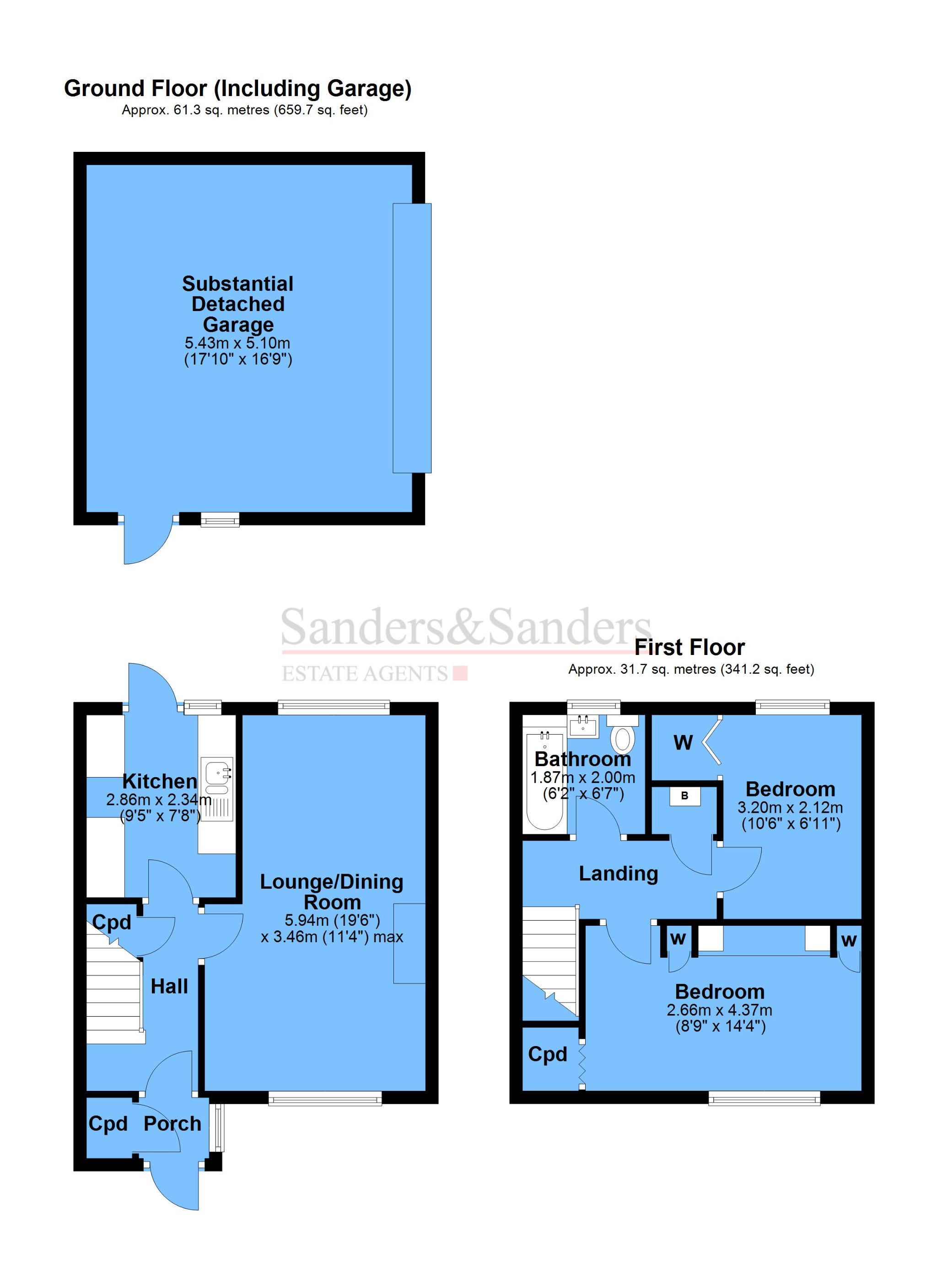 2 bedroom end terraced house For Sale Studley - Floor Plans