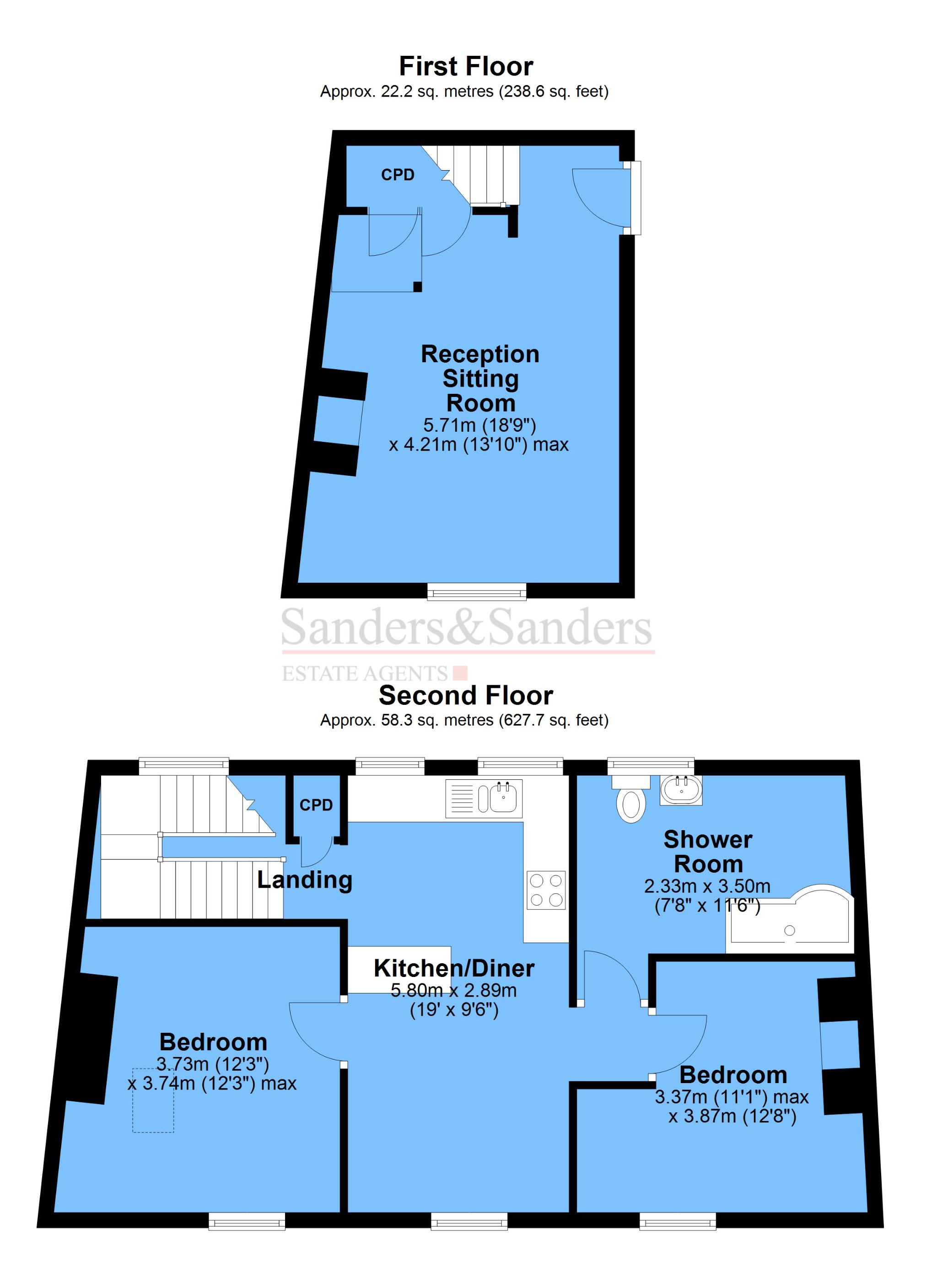 2 bedroom duplex flat/apartment SSTC Alcester - Floor Plans