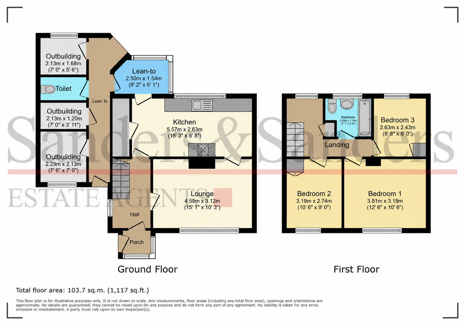 3 bedroom end terraced house SSTC in Haselor, Alcester - Floor Plans