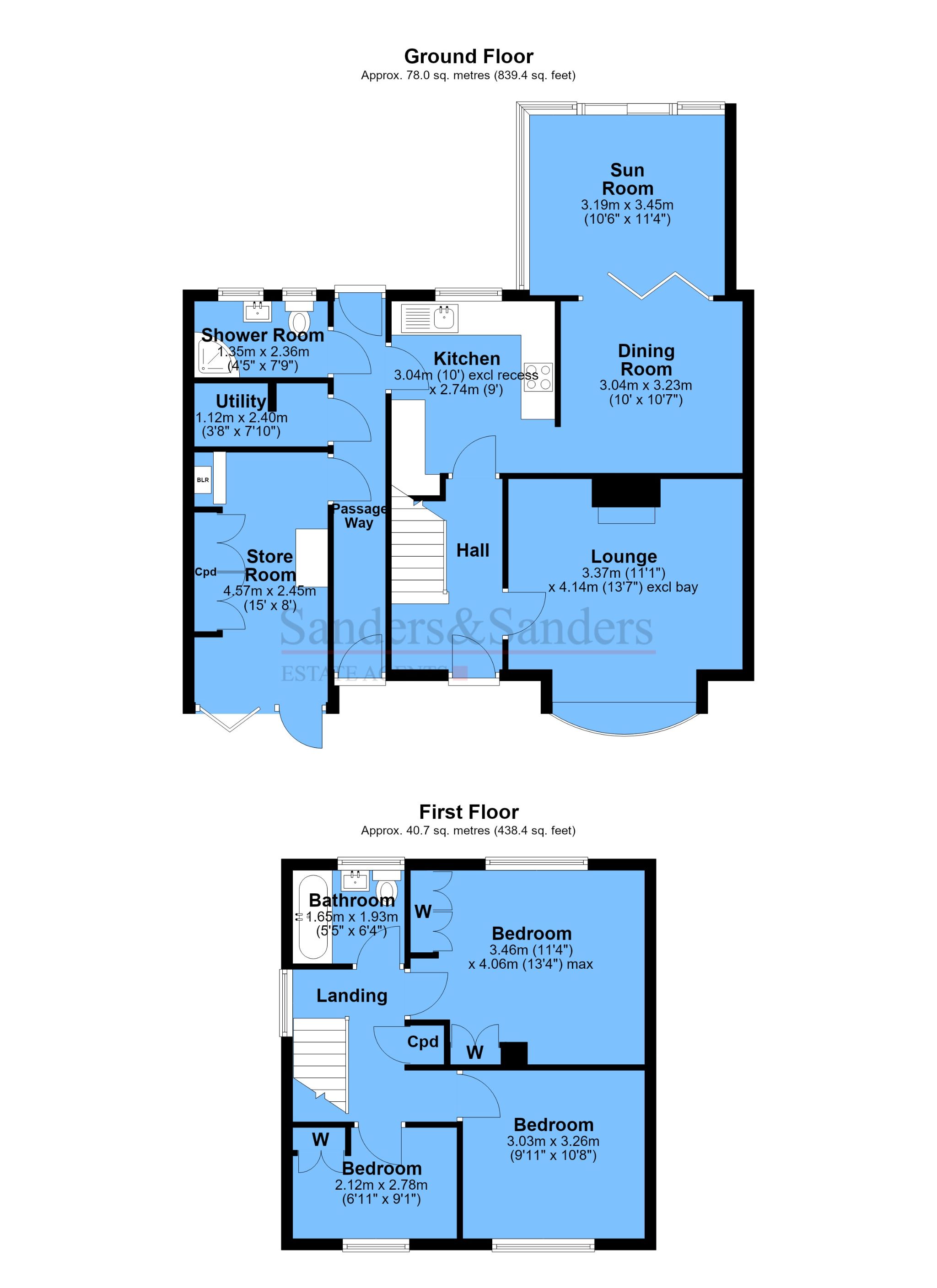 3 bedroom semi-detached house For Sale Alcester - Floor Plans