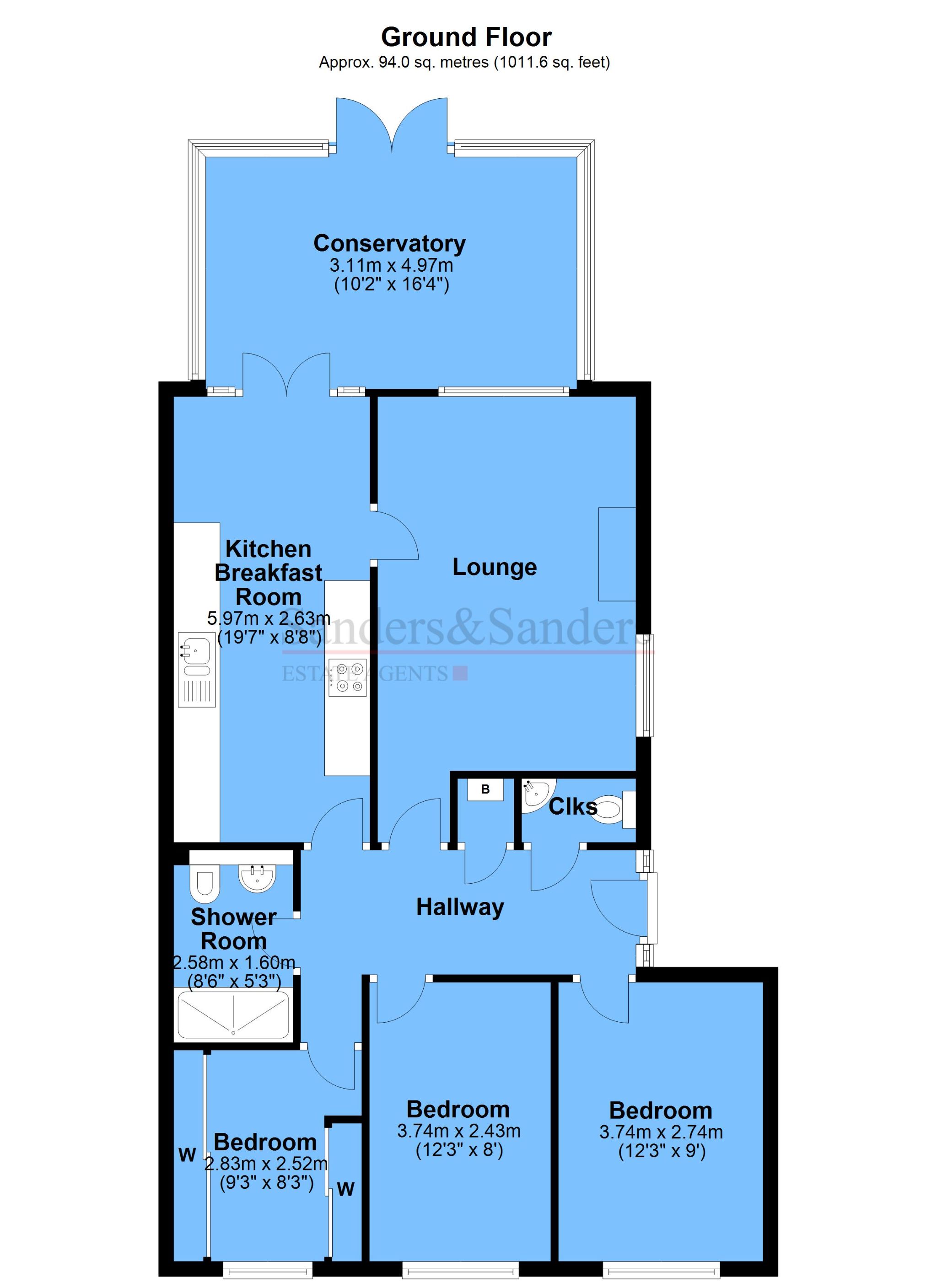 3 bedroom semi-detached bungalow For Sale in Cookhill, Alcester - Floor Plans