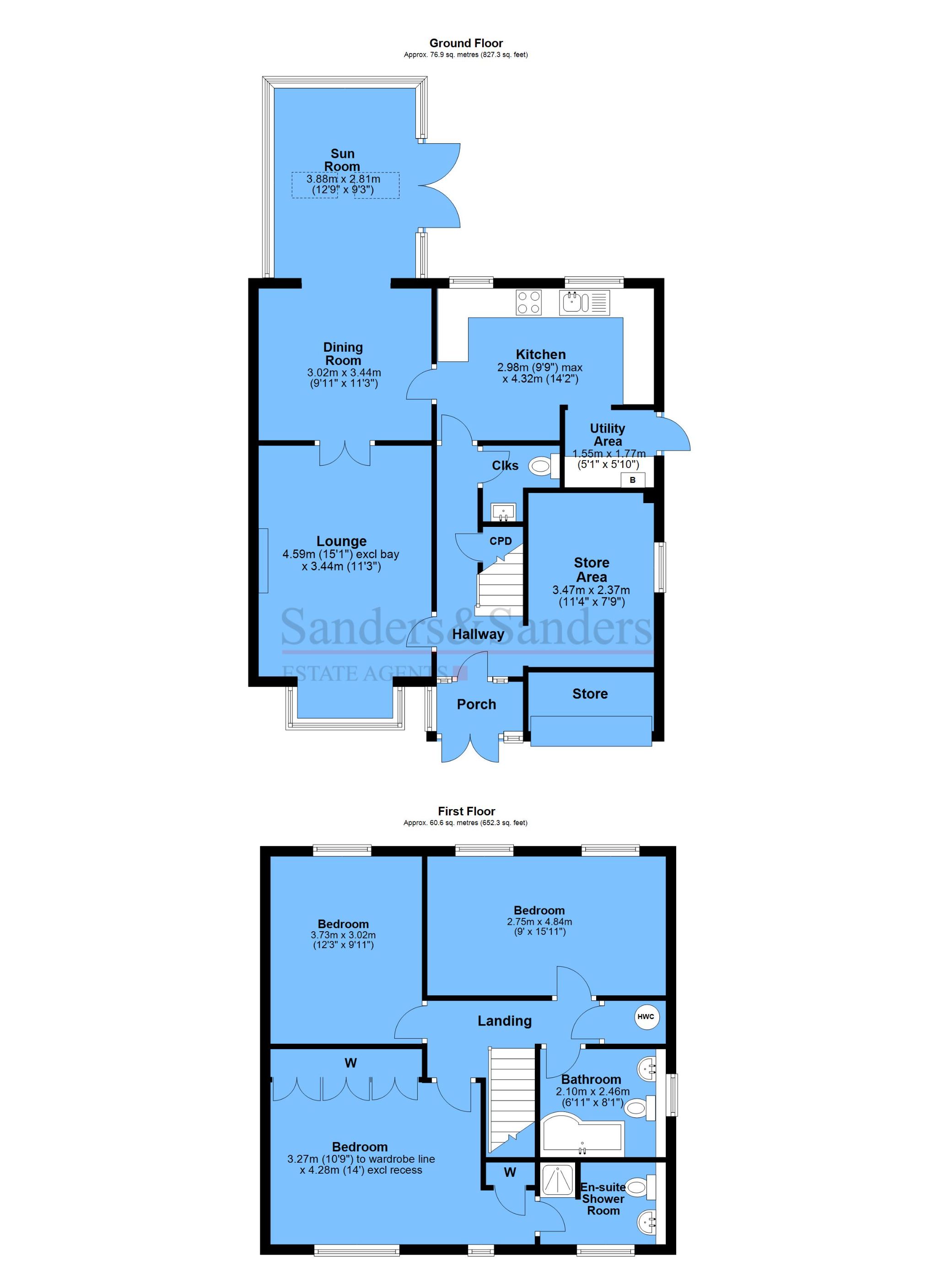 3 bedroom detached house For Sale Studley - Floor Plans