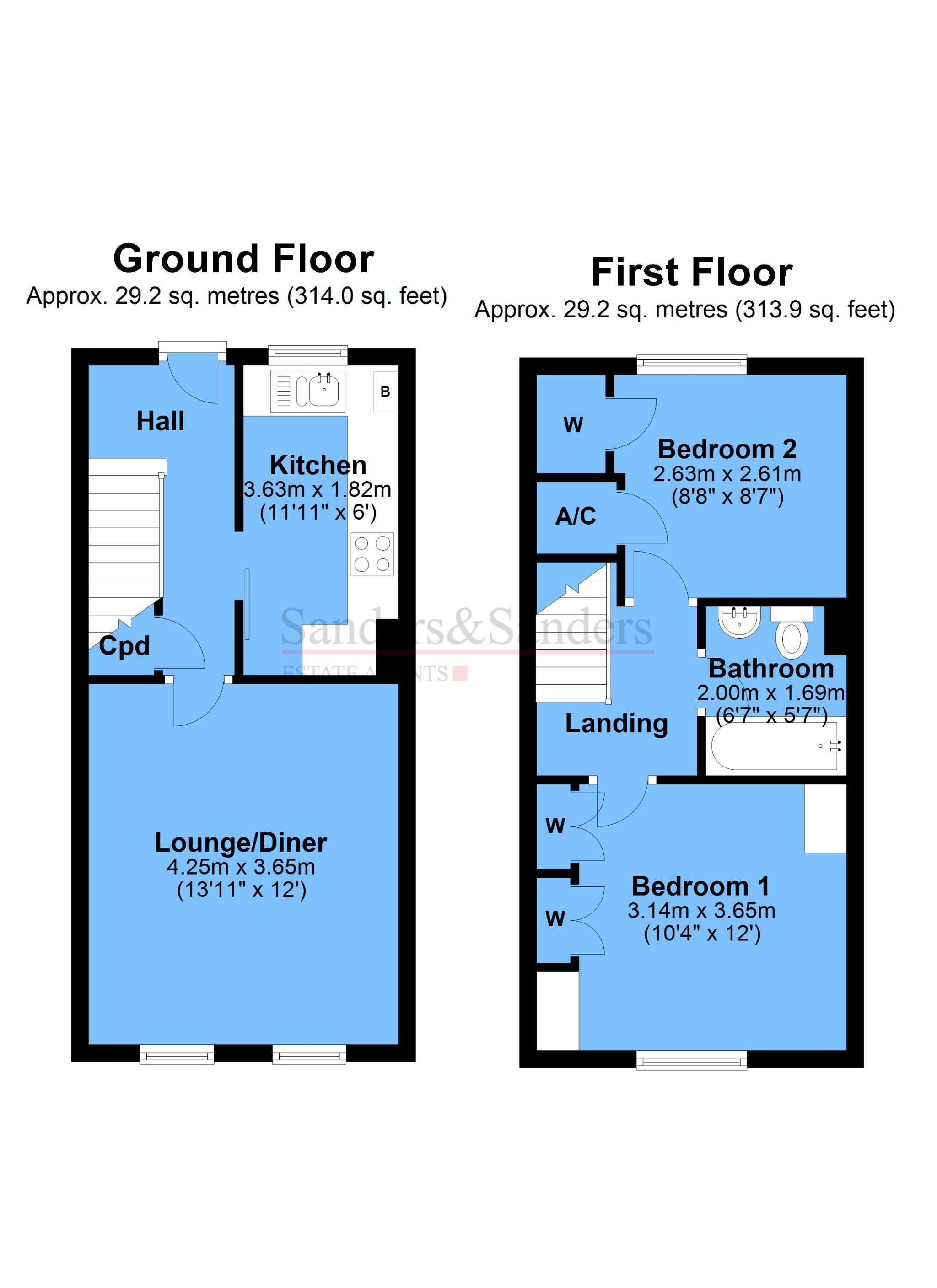 2 bedroom end terraced house For Sale Alcester - Floor Plans