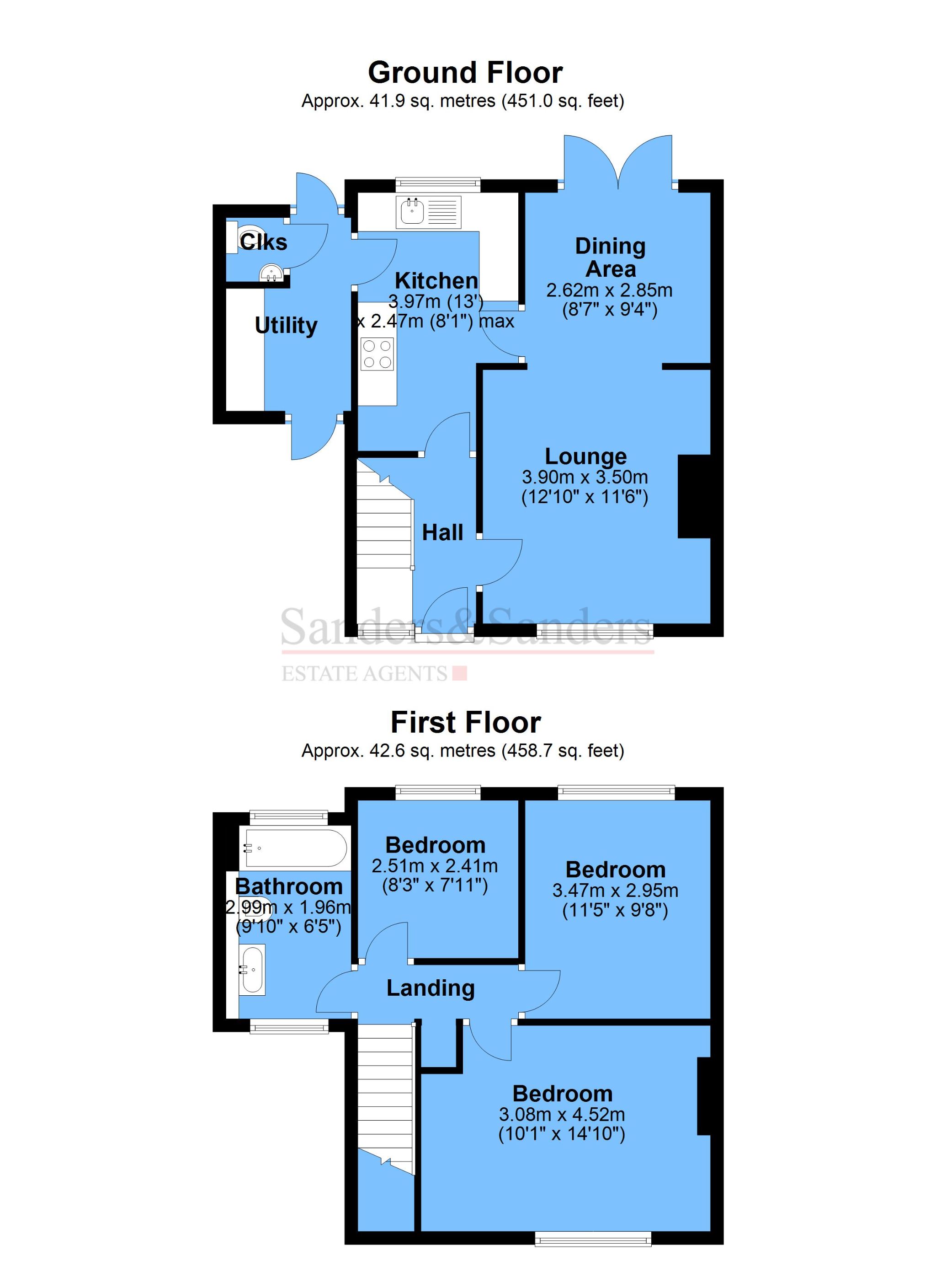 3 bedroom mid terraced house For Sale Alcester - Floor Plans