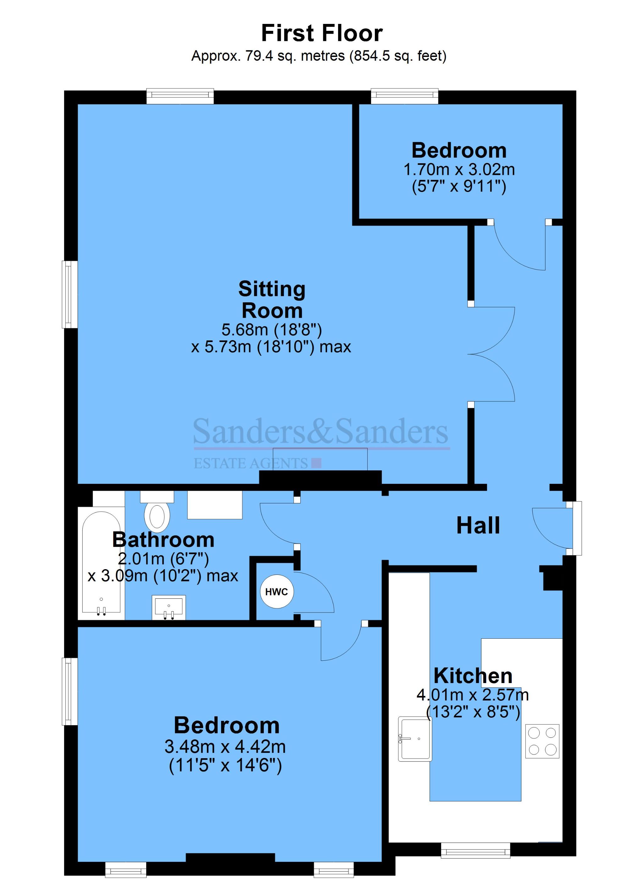2 bedroom apartment flat/apartment For Sale in Salford Priors, Evesham - Floor Plan