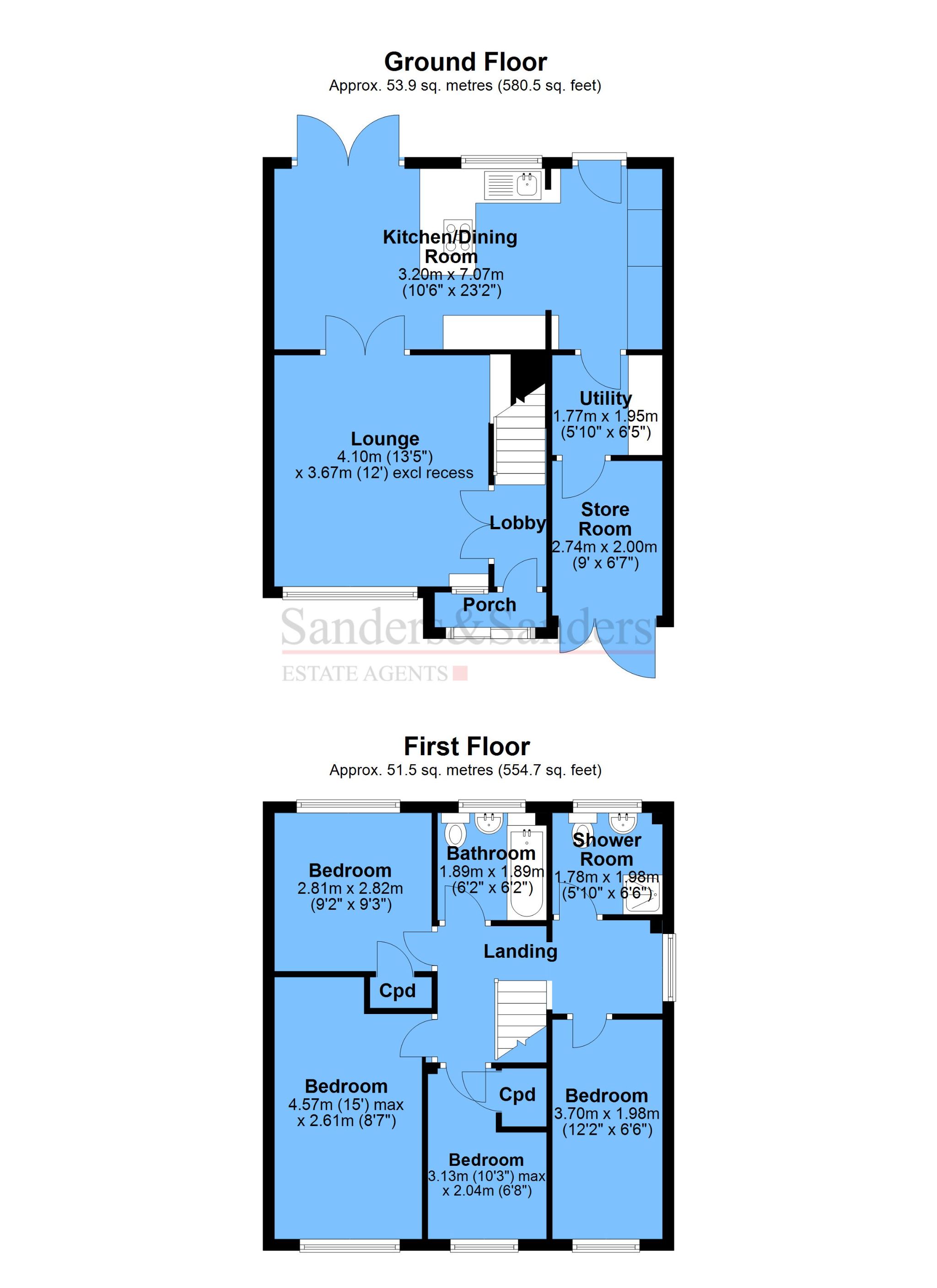 4 bedroom semi-detached house For Sale Alcester - Floor Plans