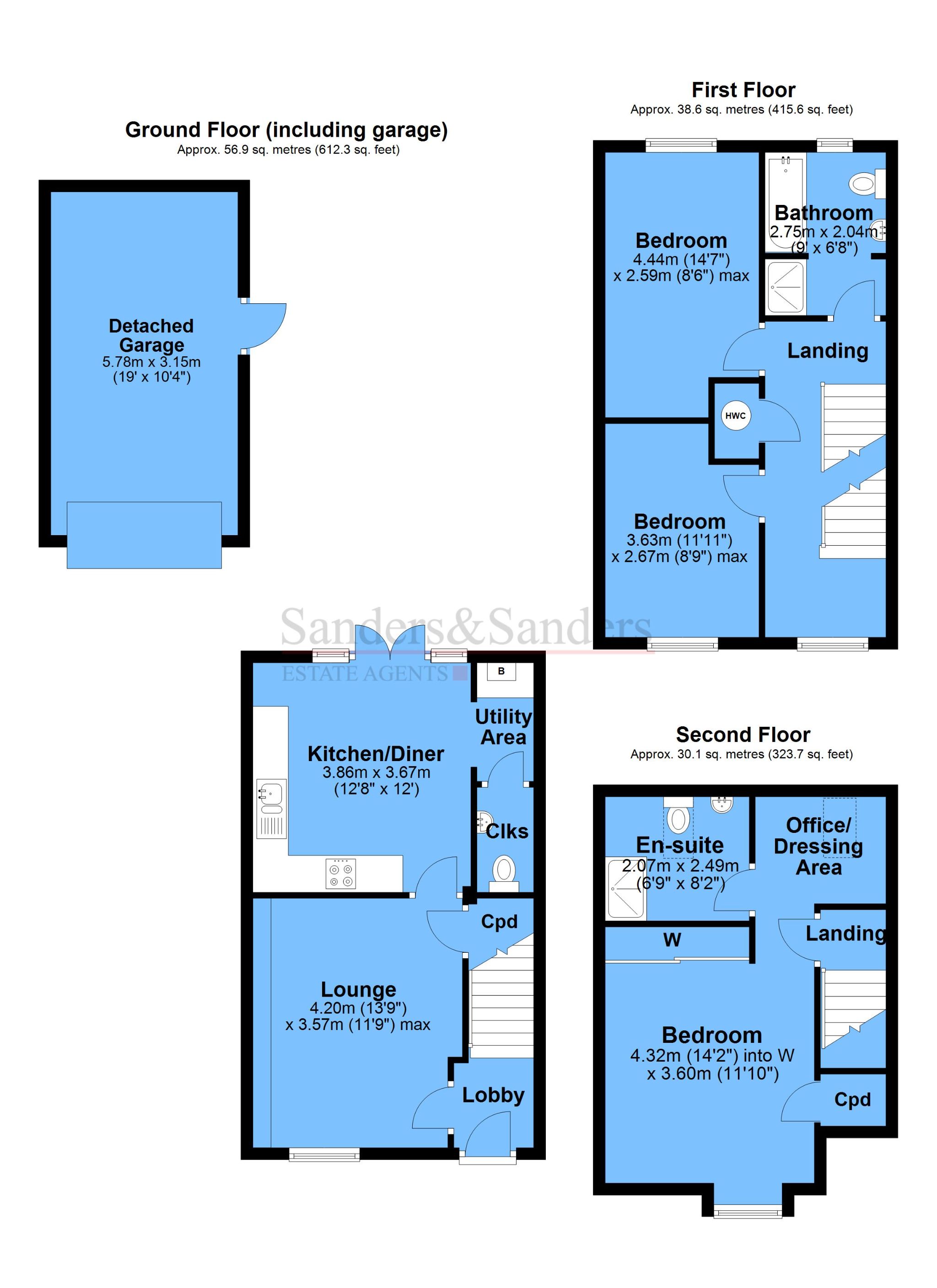 3 bedroom semi-detached house For Sale in Bidford-on-avon, Alcester - Floor Plans