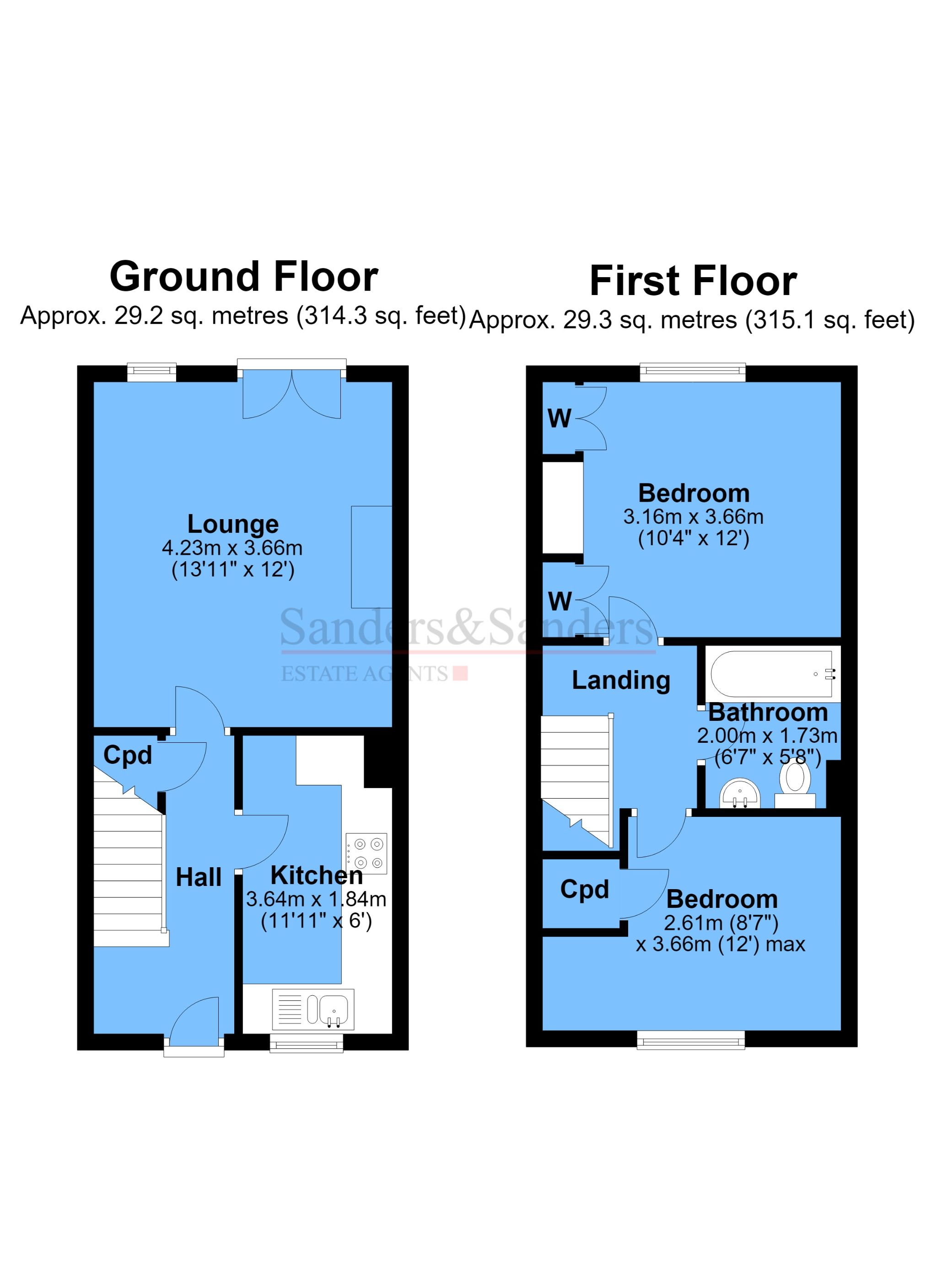 2 bedroom mid terraced house SSTC Alcester - Floor Plans