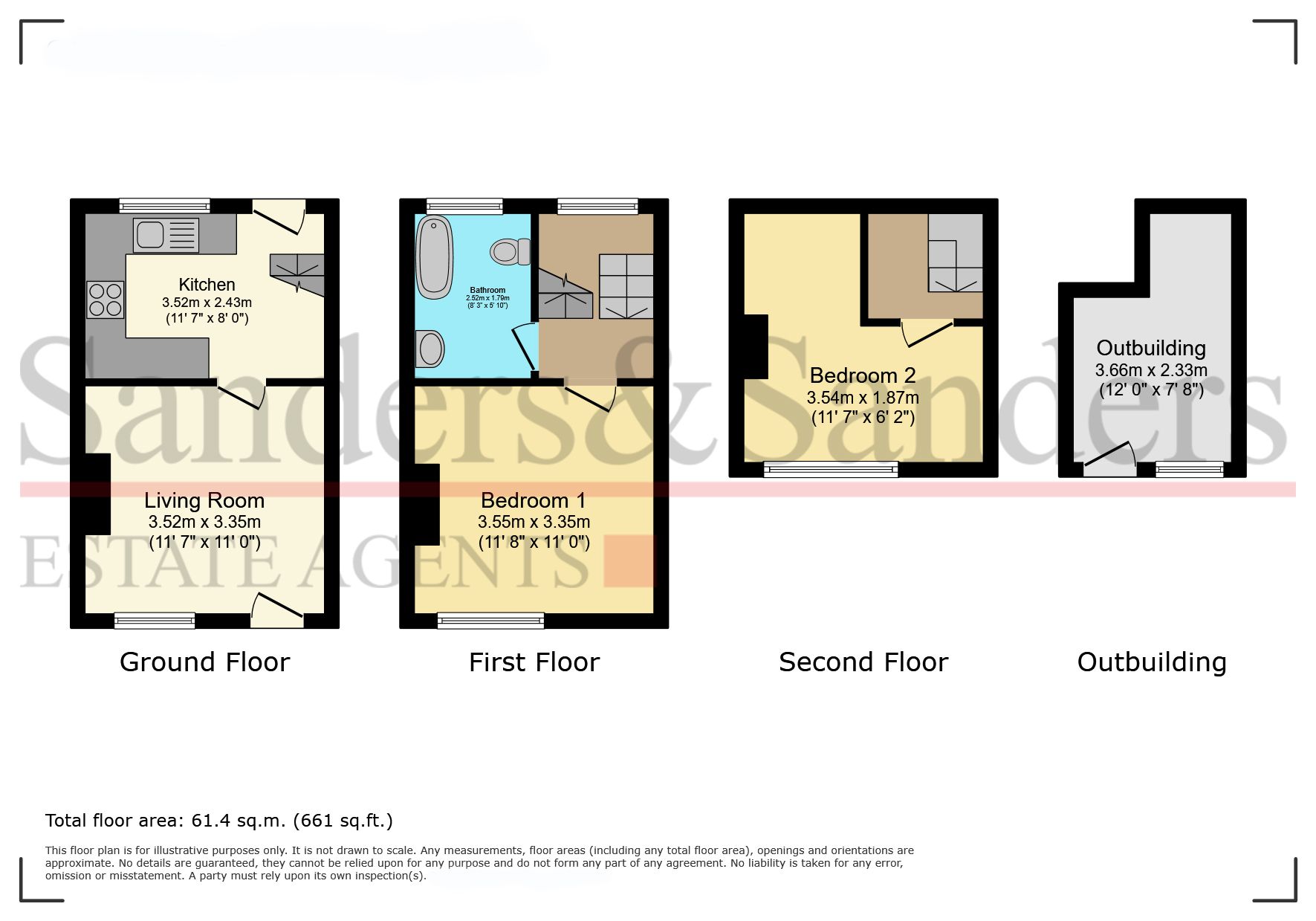 2 bedroom cottage house For Sale Alcester - Floor Plans