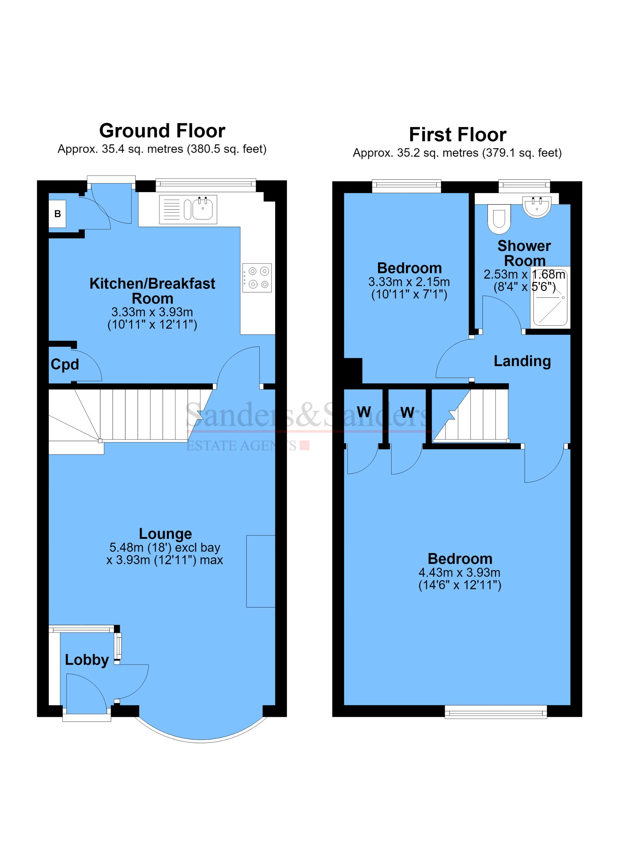 2 bedroom mid terraced house For Sale Alcester - Floor Plans