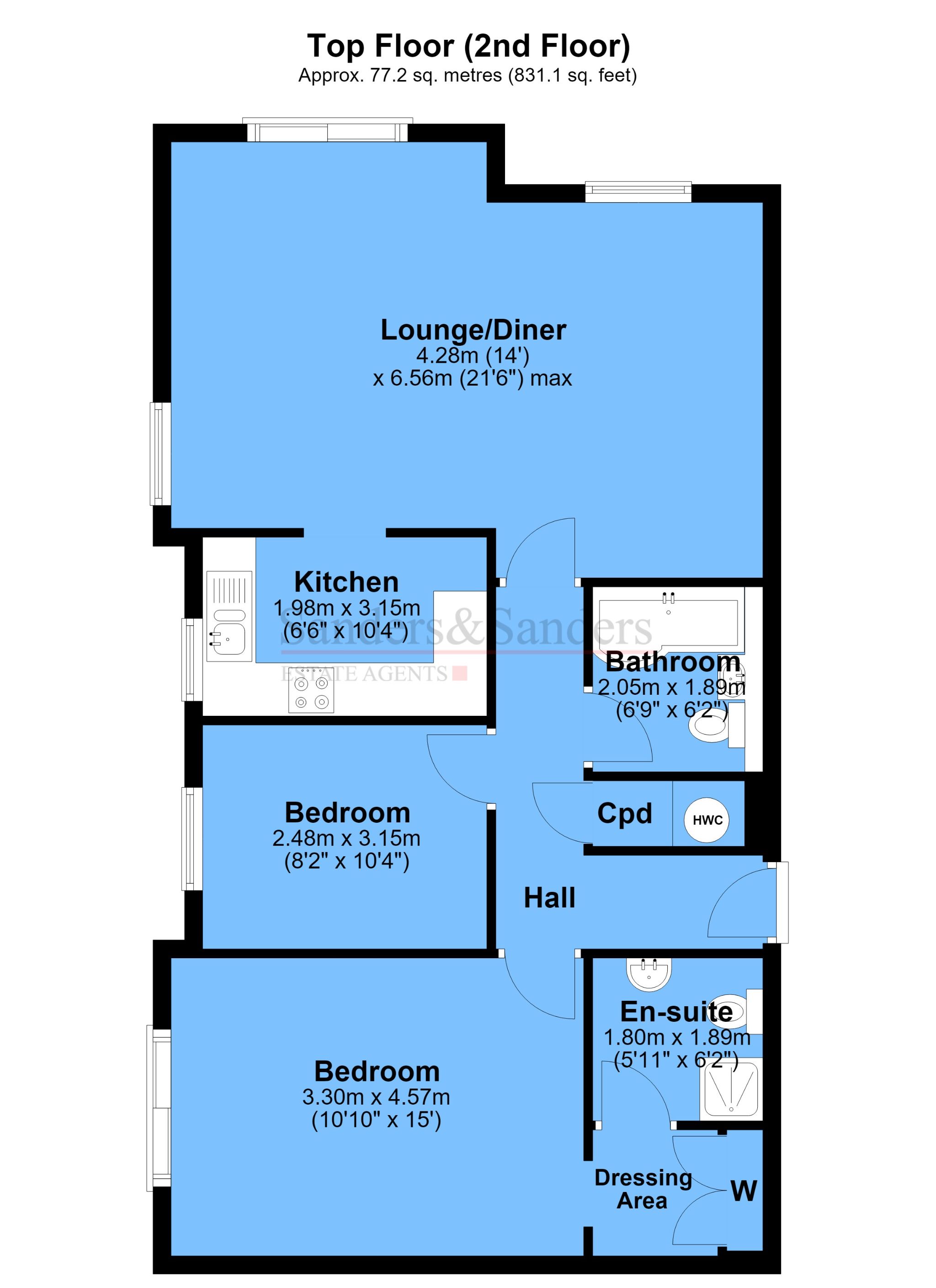 2 bedroom apartment flat/apartment For Sale Alcester - Floor Plans
