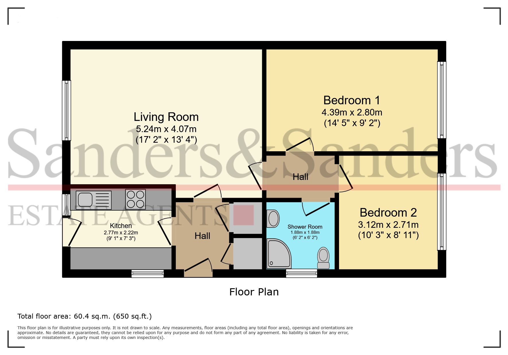 2 bedroom semi-detached bungalow For Sale Alcester - Floor plans