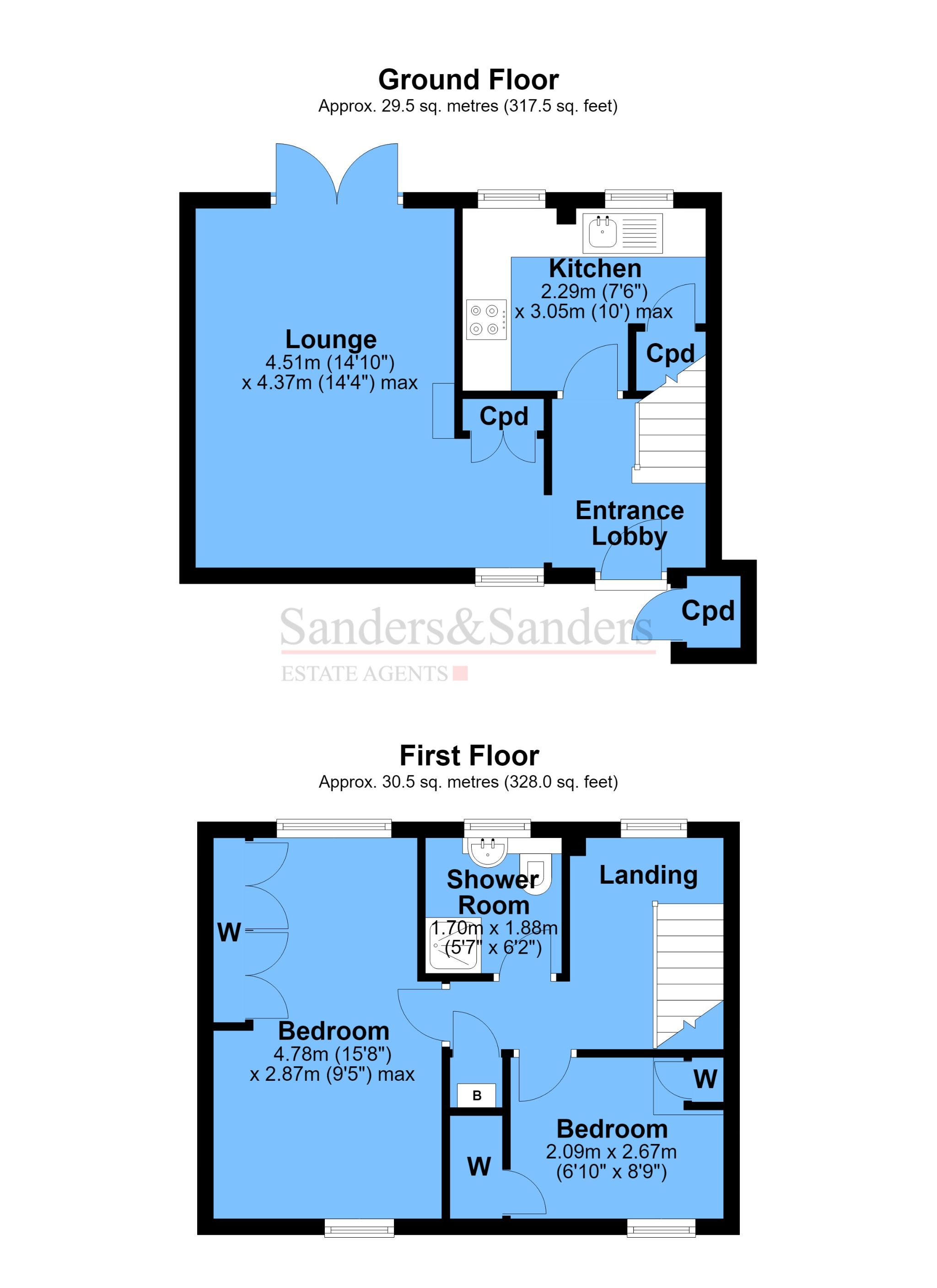2 bedroom mid terraced house For Sale Alcester - Floor Plans