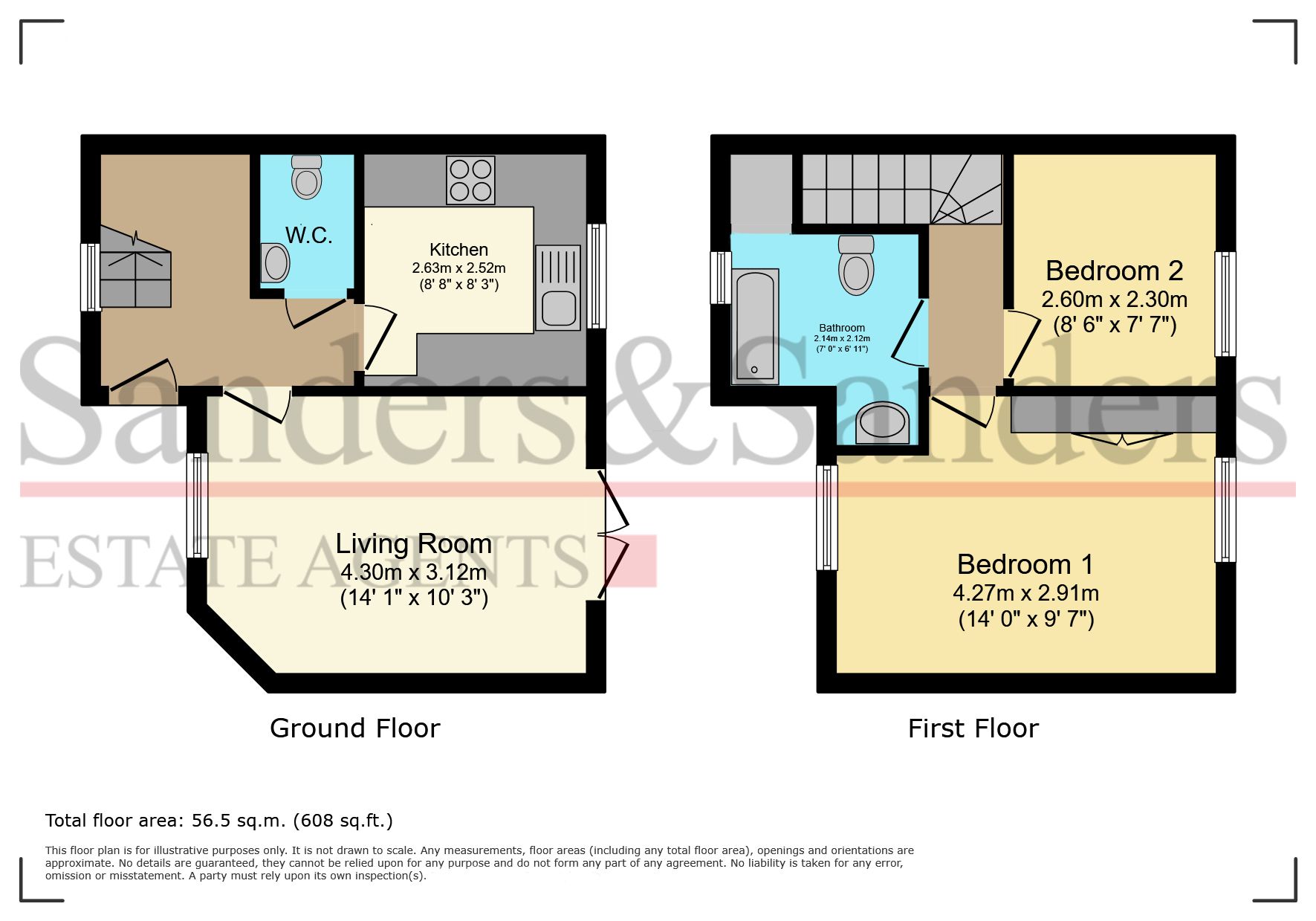 2 bedroom mews house For Sale Alcester - Floor Plans