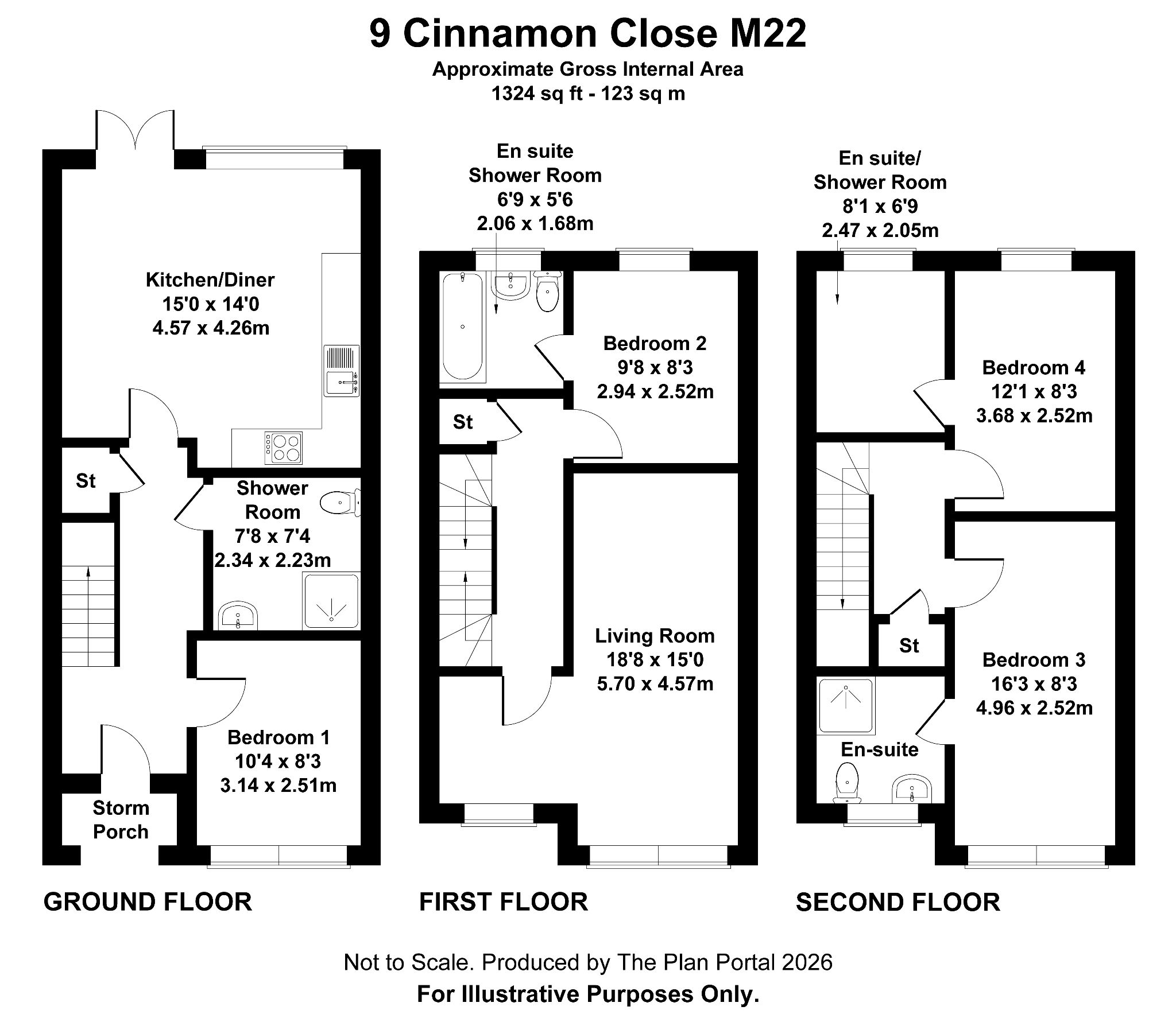 4 bedroom town house SSTC in Manchester - Floorplan 1.