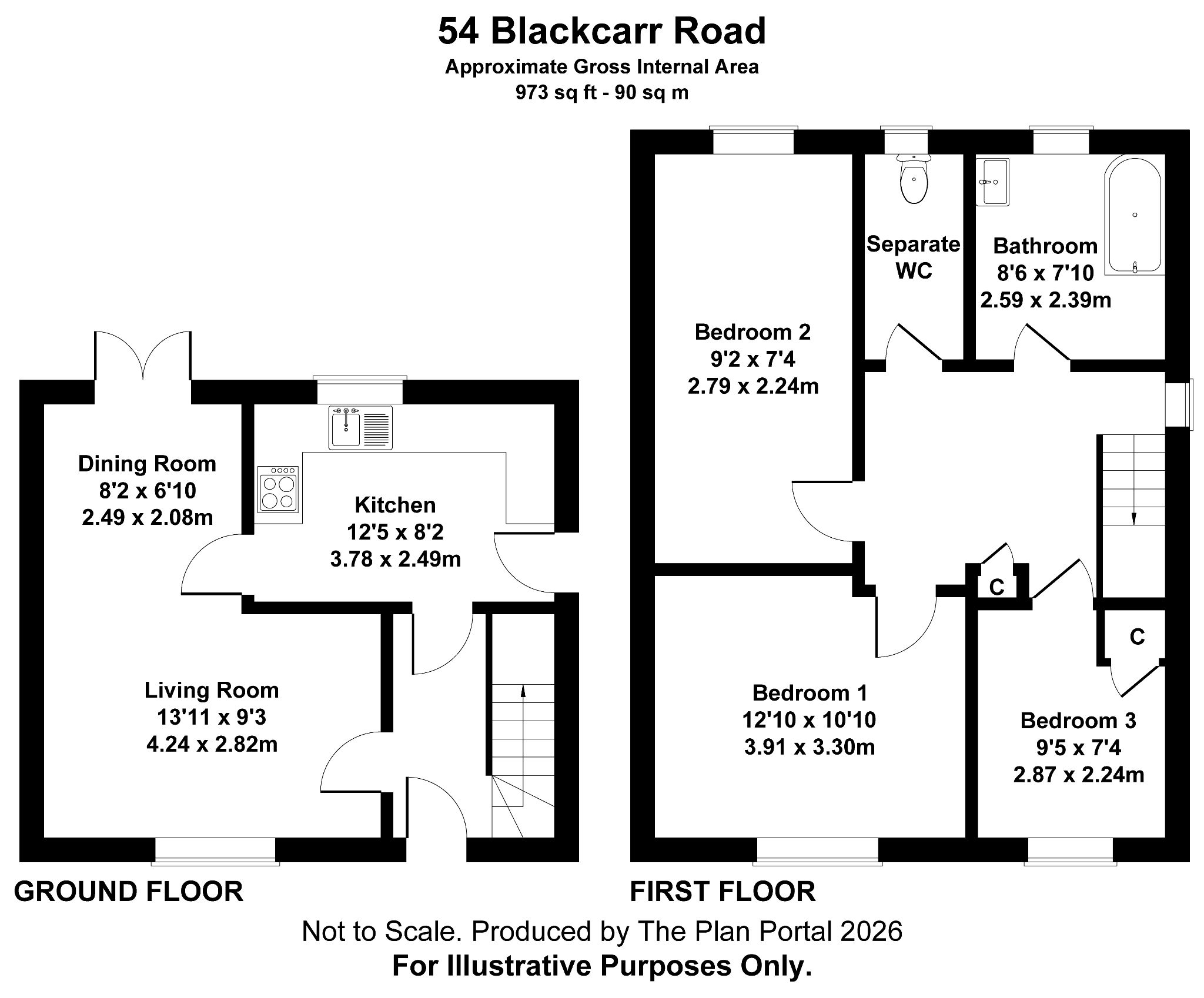 3 bedroom end terraced house For Sale in Manchester - Floorplan 1.