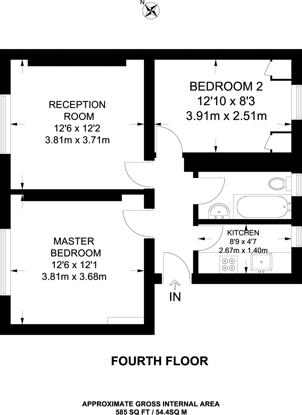 2 bedroom apartment flat/apartment To Let in London - Floorplan 1