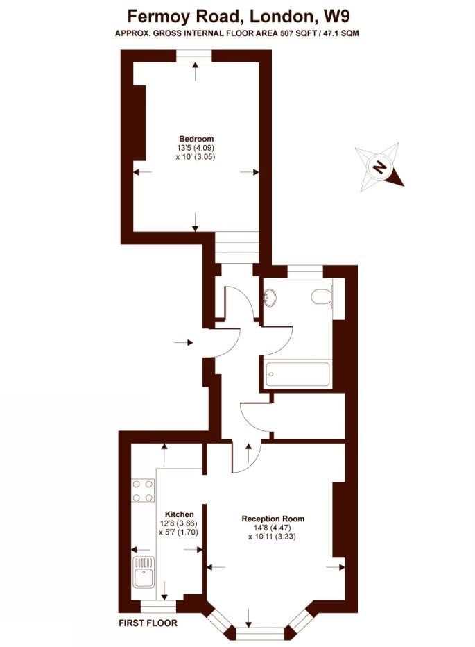 1 bedroom flat flat/apartment To Let in Westbourne Park - FLOORPLAN