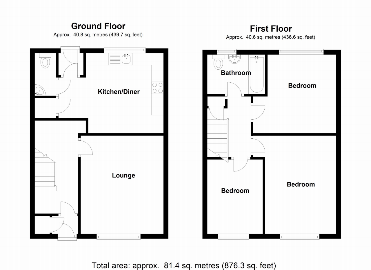 3 bedroom end terraced house SSTC in Solihull - floorplan 1.