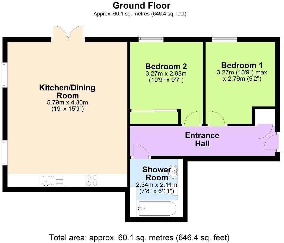 2 bedroom apartment flat/apartment Let Agreed in Solihull - Floorplan 1.