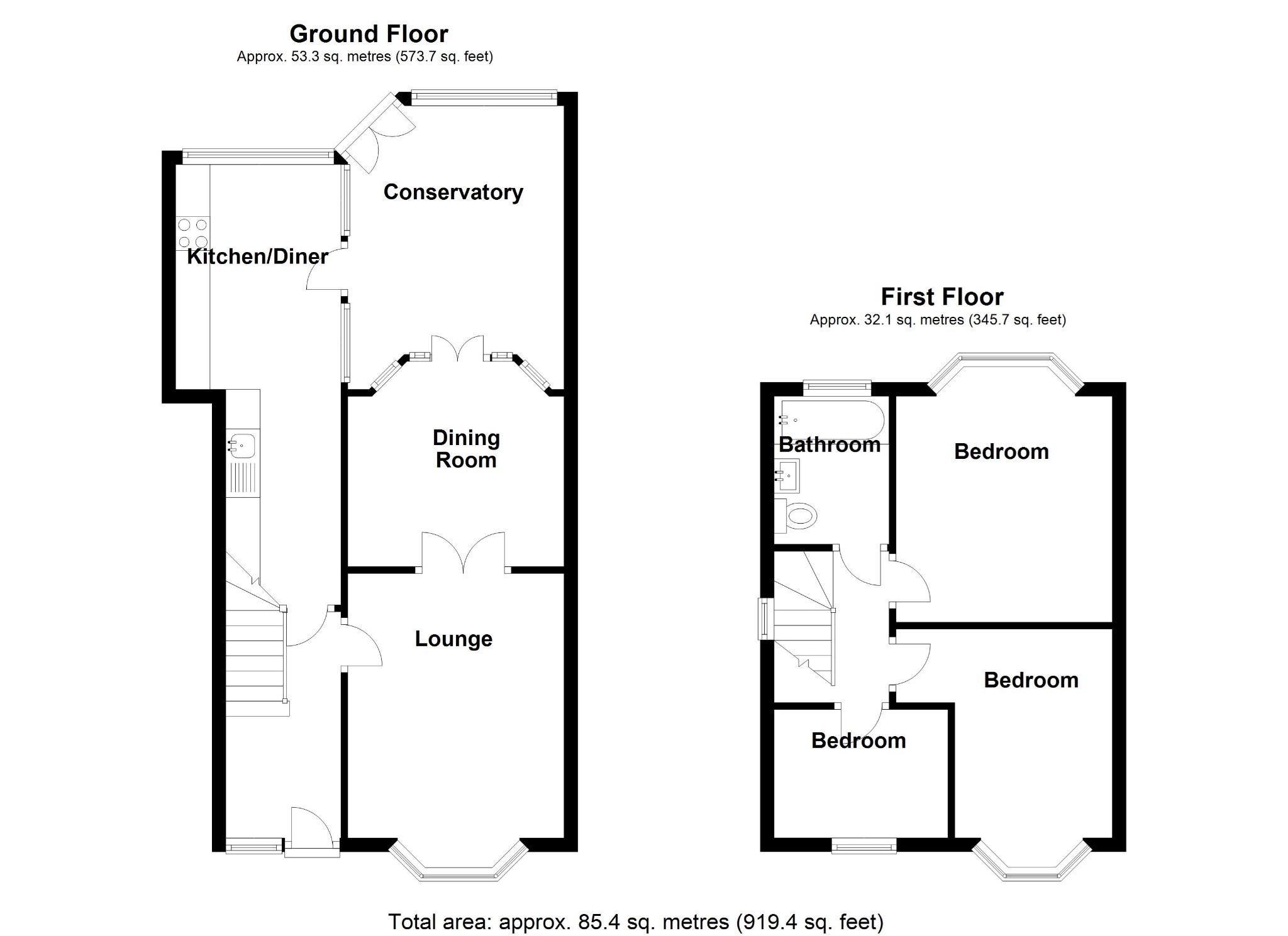 3 bedroom semi-detached house SSTC in Solihull - Floorplan 1.