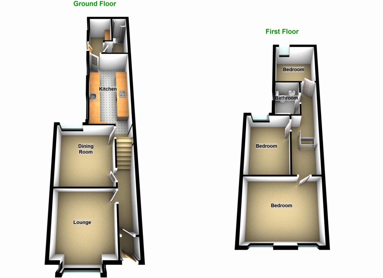 3 bedroom mid terraced house SSTC in Birmingham - Floorplan 1.