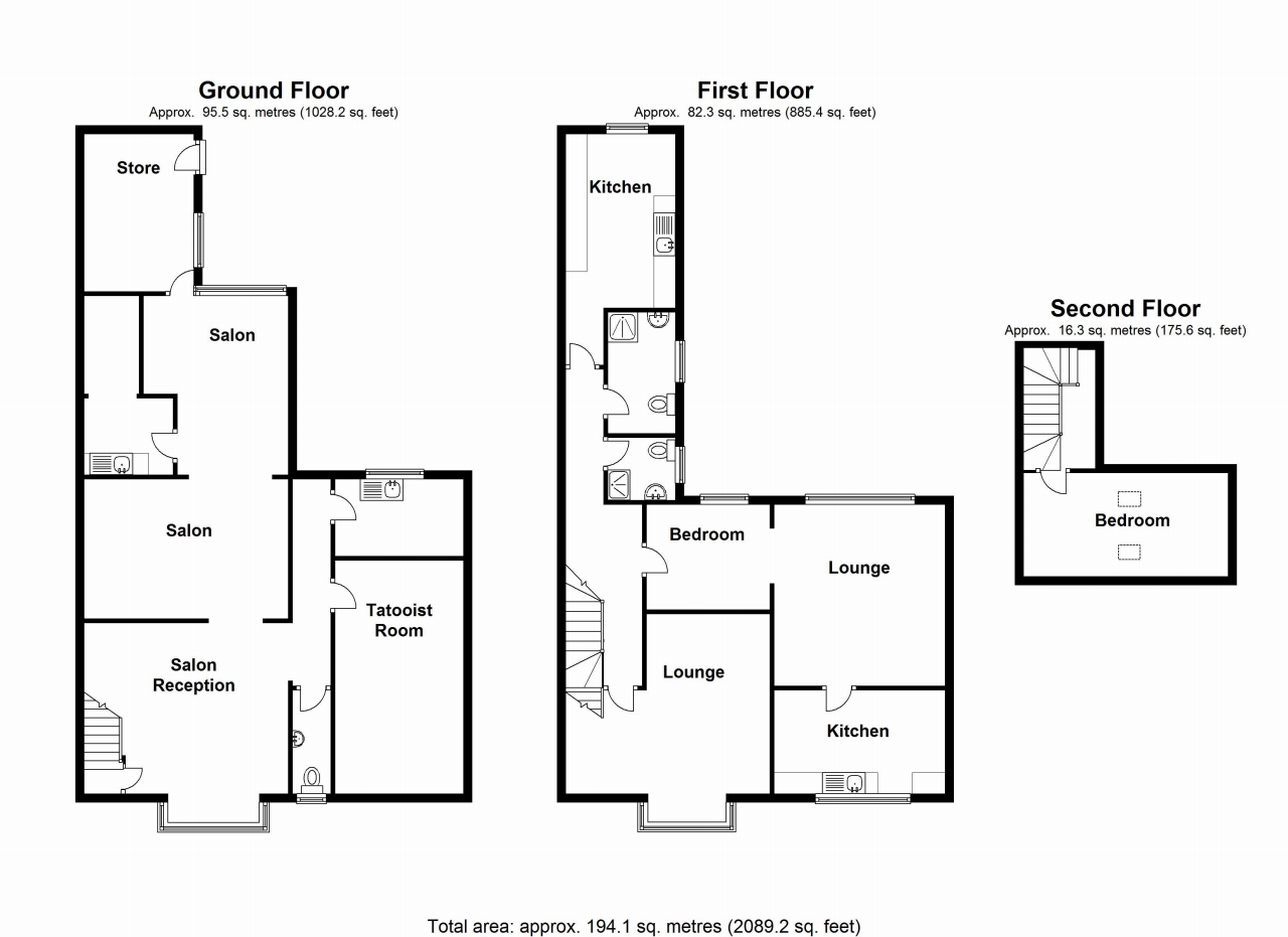 4 bedroom hairdressing salon & two apartments house SSTC in Birmingham - floorplan 1.