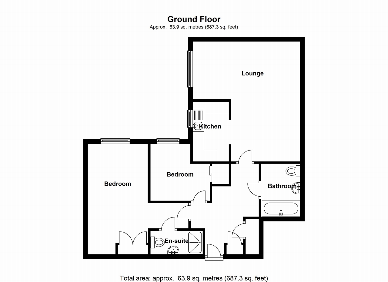 2 bedroom apartment flat/apartment For Sale in Solihull - floorplan 1.