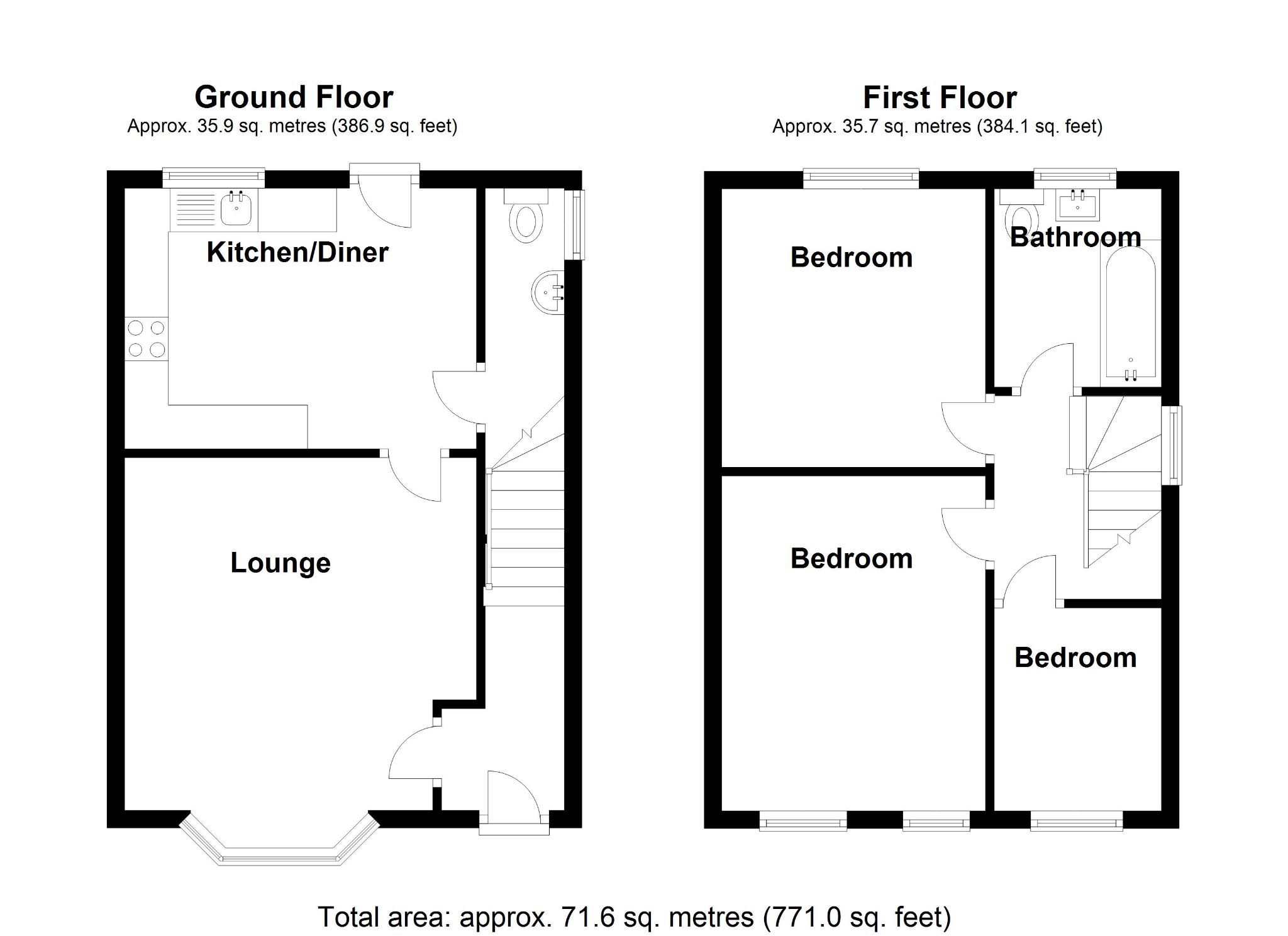 3 bedroom end terraced house SSTC in Birmingham - Floorplan 1.