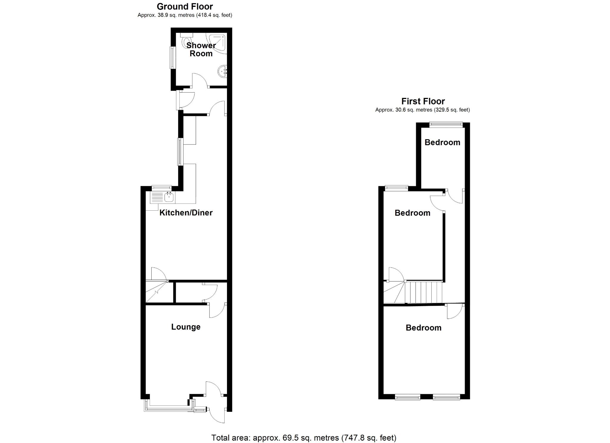 3 bedroom mid terraced house SSTC in Birmingham - Floorplan 1.