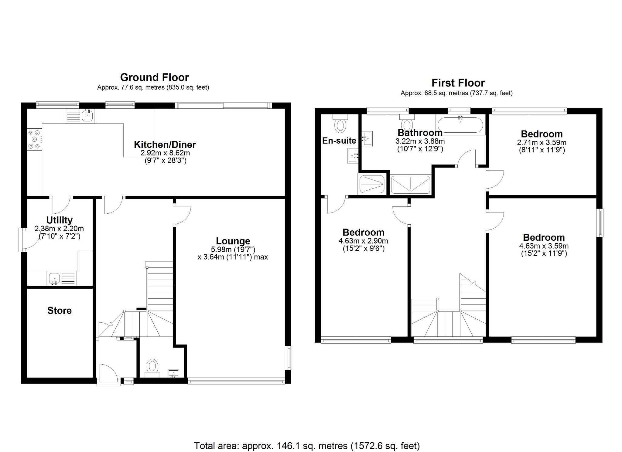 3 bedroom detached house SSTC in Solihull - Floorplan 1.