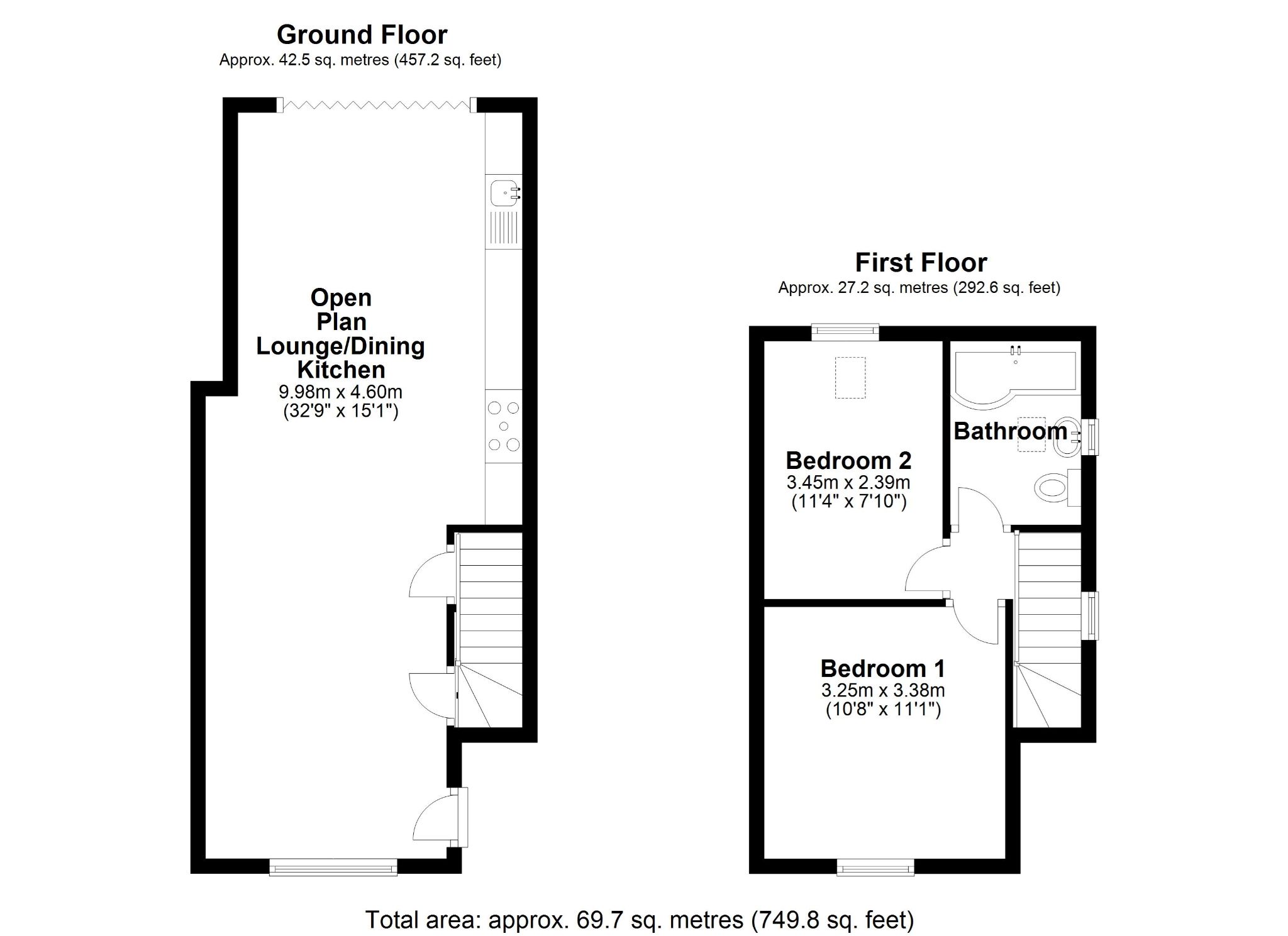 2 bedroom end terraced house SSTC in Solihull - Floorplan 1.