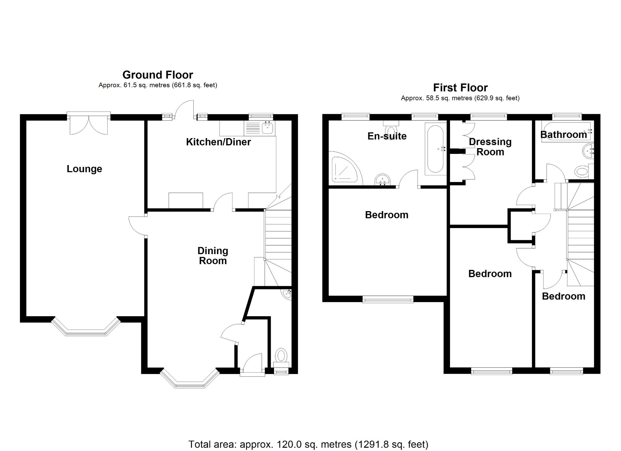 3 bedroom end terraced house SSTC in Solihull - Floorplan 1.