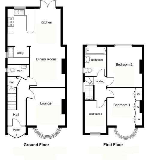 3 bedroom semi-detached house SSTC in Solihull - Floorplan 1.