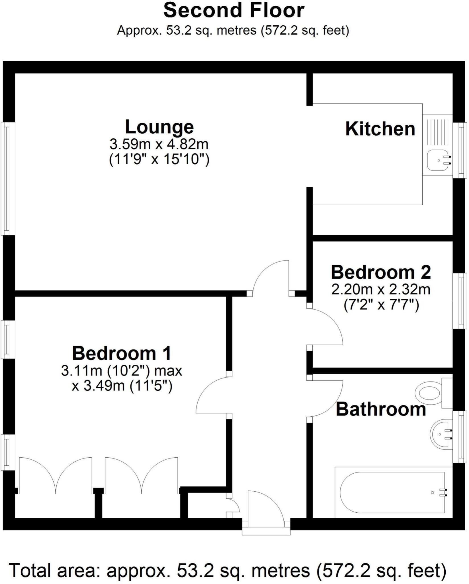 2 bedroom apartment flat/apartment SSTC in Solihull - Floorplan 1.